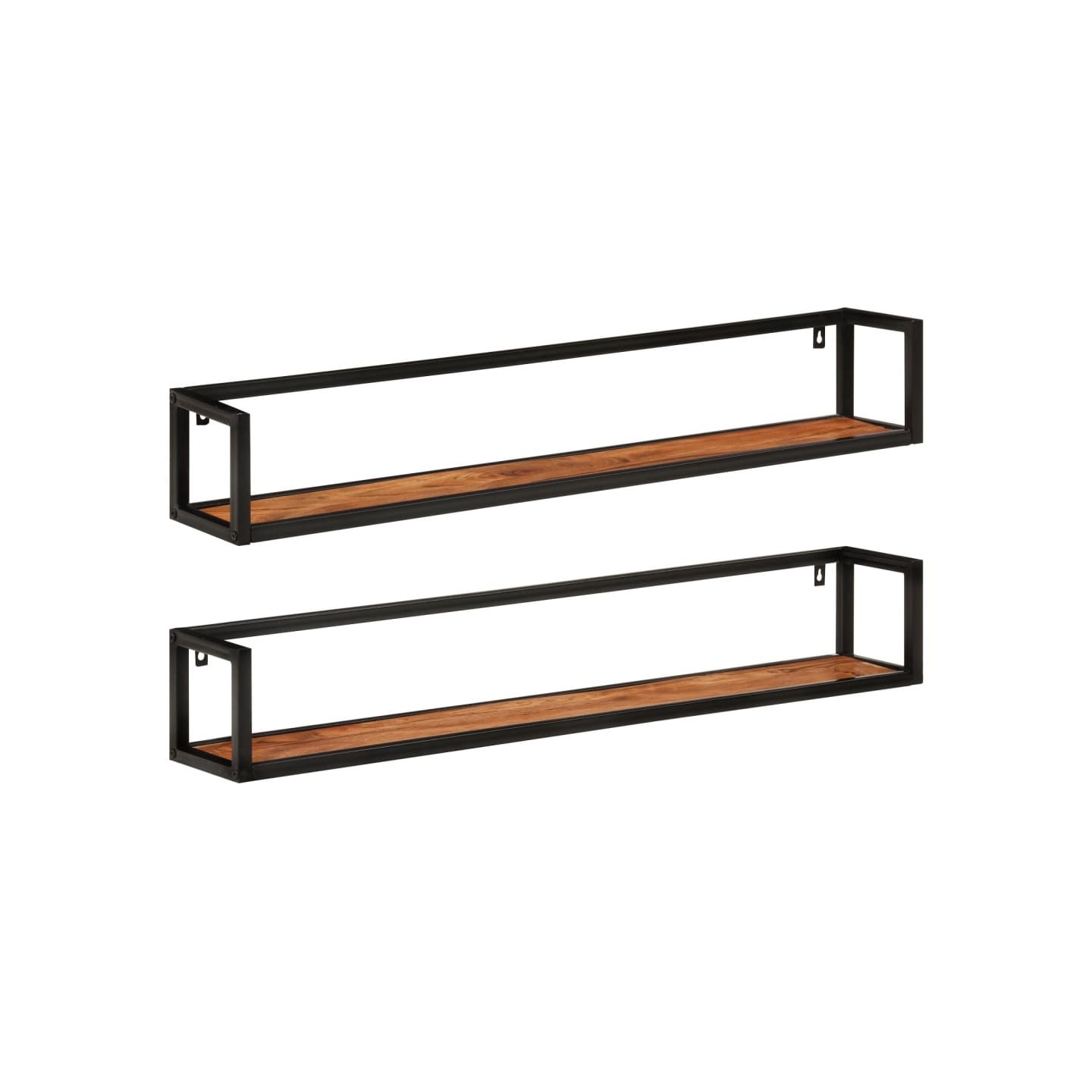 Étagères murales 2 pcs 110x17x17 cm bois massif d'acacia et fer