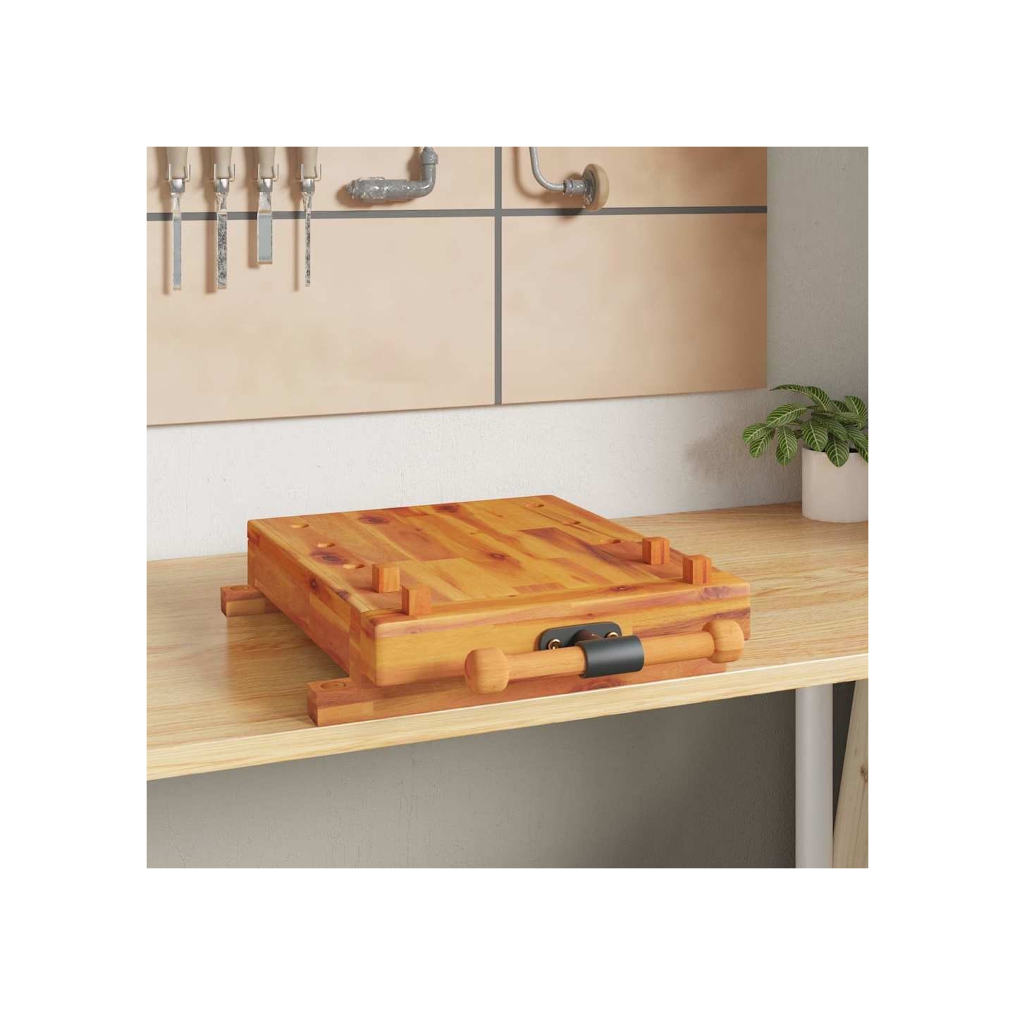 Dessus d'établi avec étau 52x44x9,5 cm bois massif d'acacia