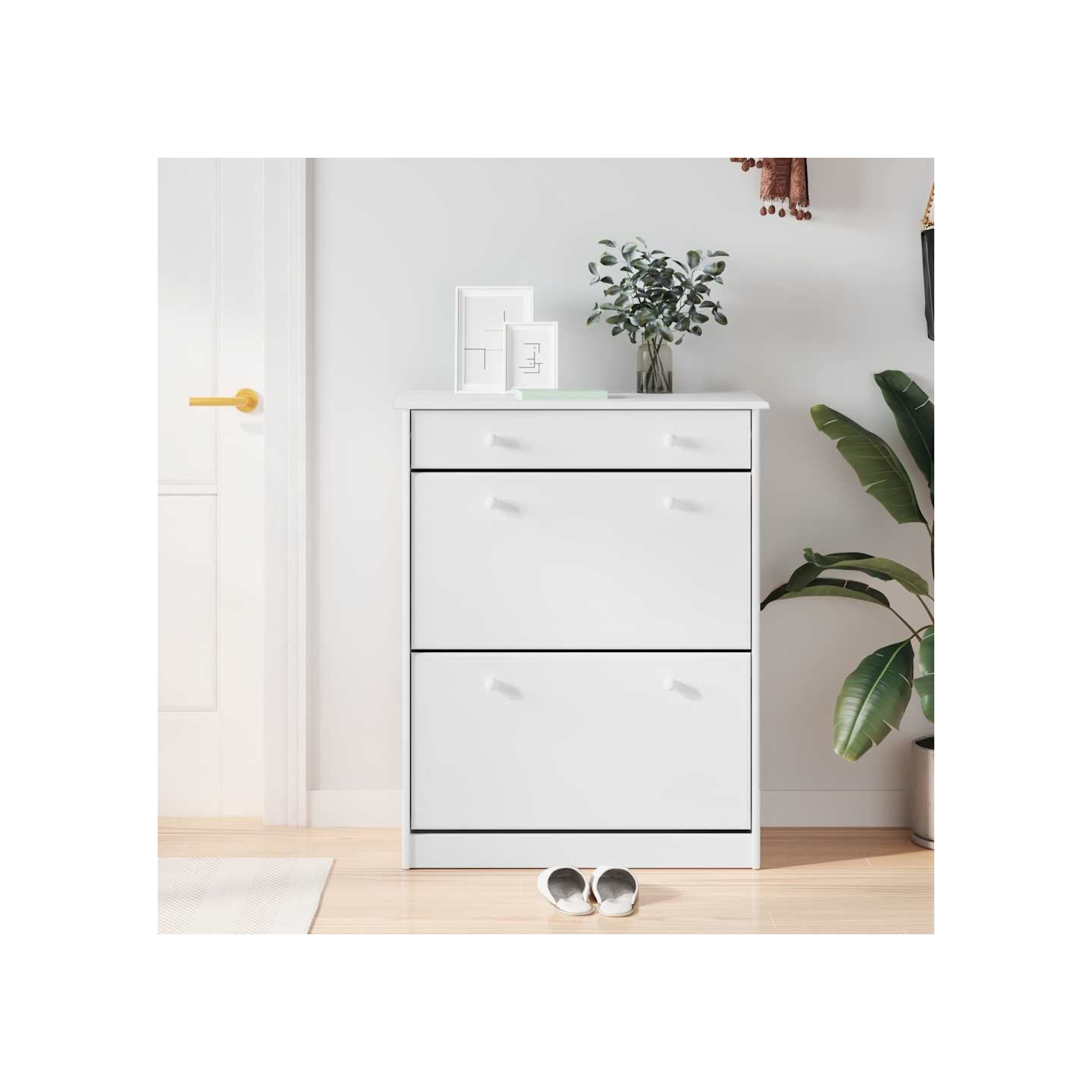 Armoire à chaussures ALTA blanc 77x35x96 cm bois massif de pin