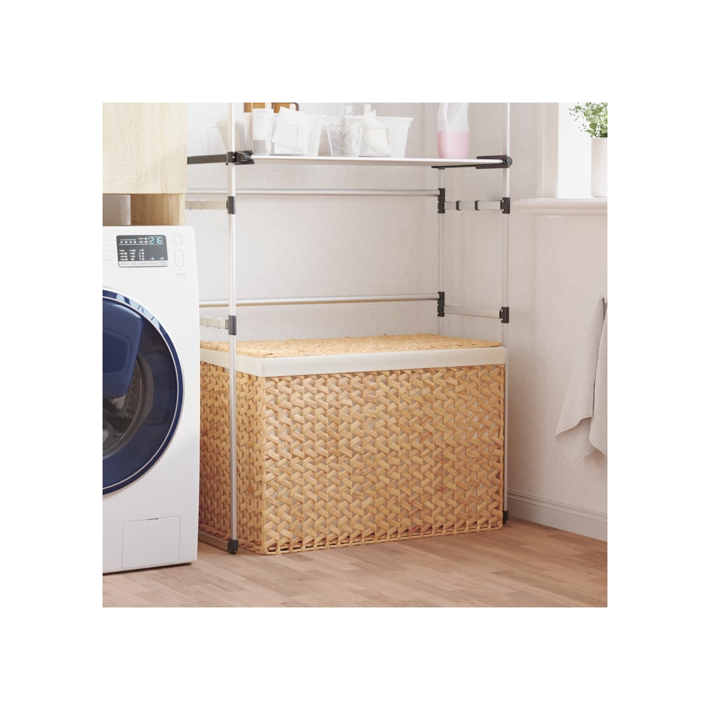 Panier à linge avec 3 sections 75x42,5x52 cm hyacinthe d'eau