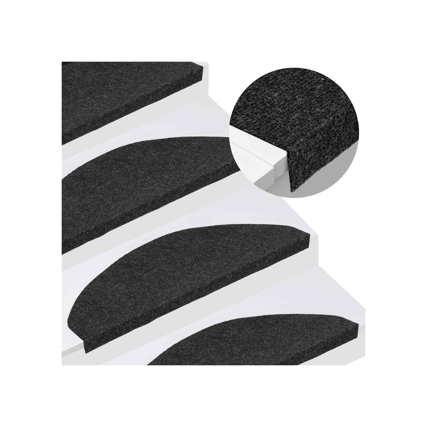 Tapis d'escalier auto-adhésifs 10 pcs noir 65x22,5x3,5 cm