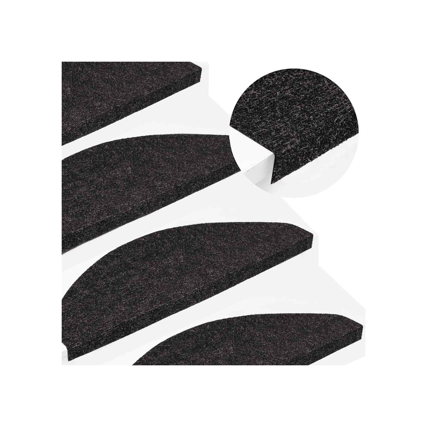 Tapis d'escalier auto-adhésifs 10 pcs anthracite 65x22,5x3,5 cm