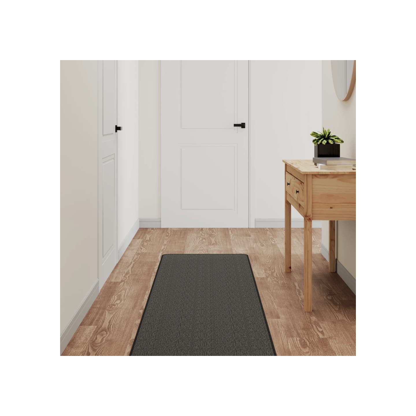 Tapis de couloir aspect sisal anthracite 50x300 cm