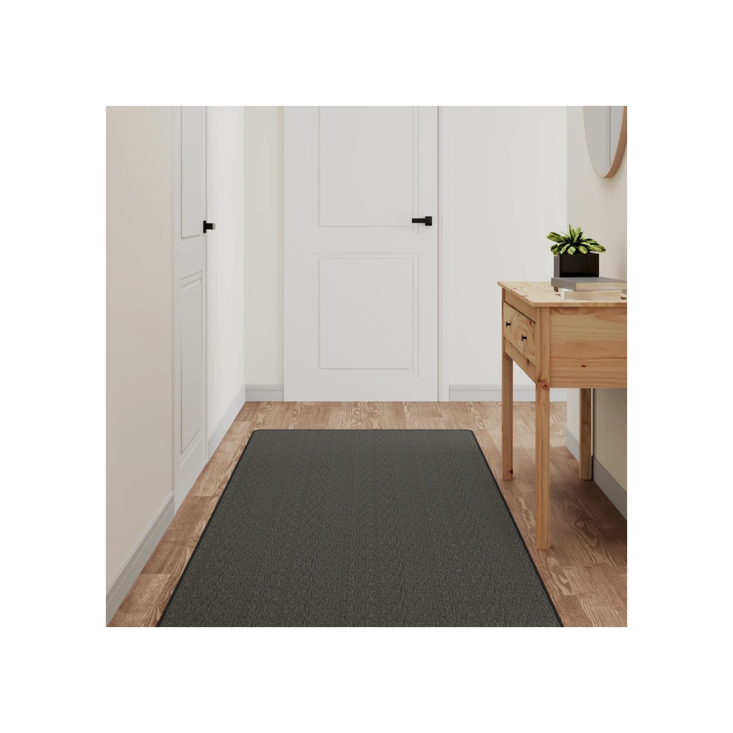 Tapis de couloir aspect sisal anthracite 80x300 cm