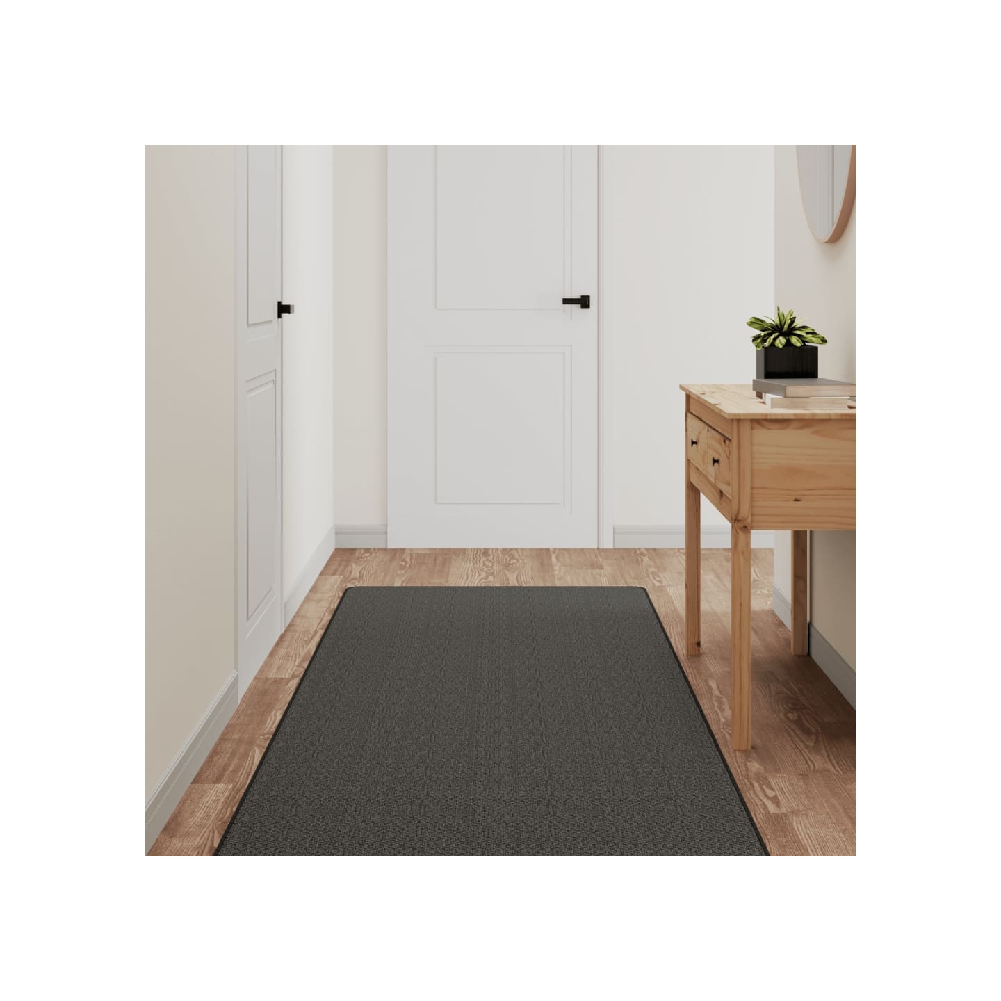 Tapis de couloir aspect sisal anthracite 80x400 cm