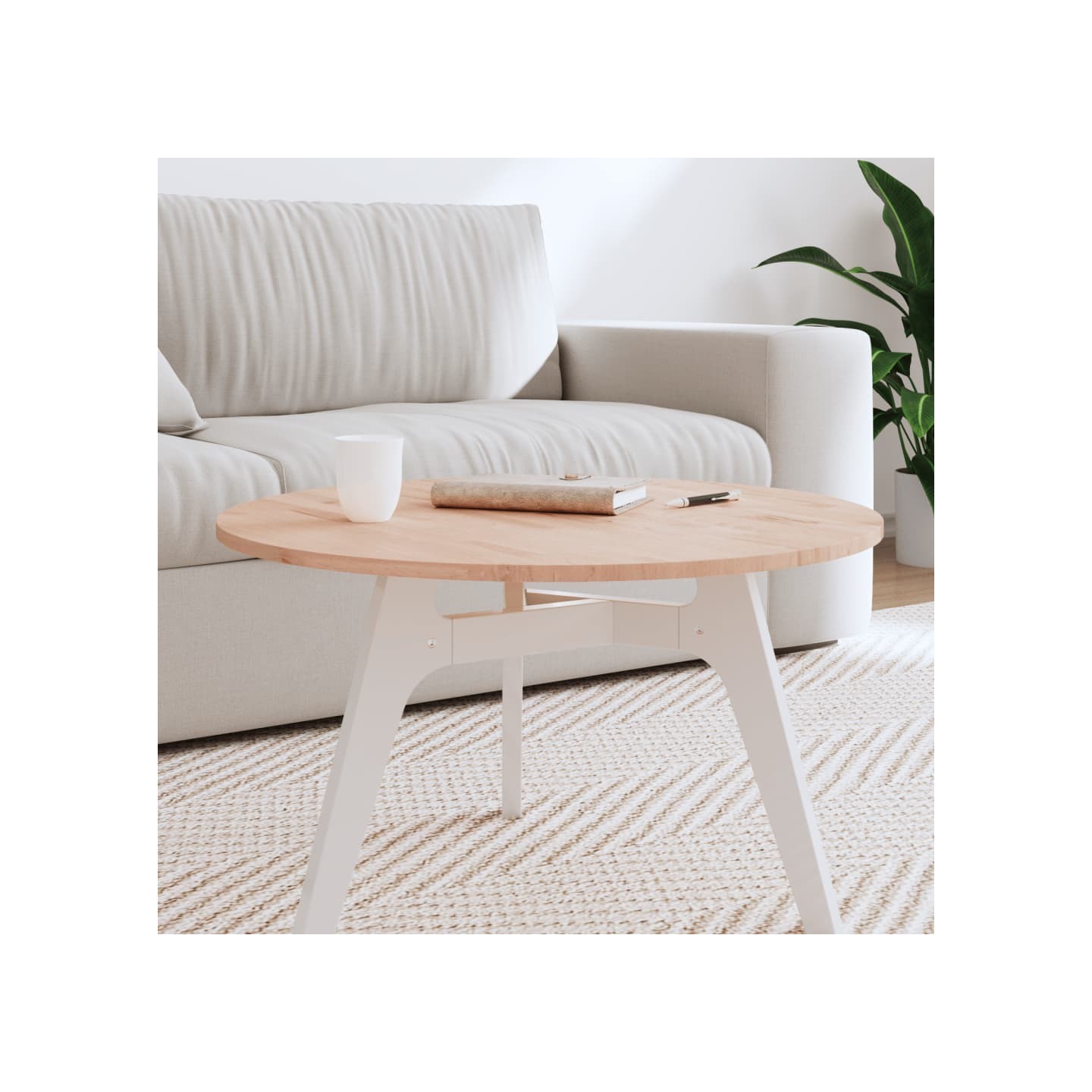 Dessus de table Ø70x1,5 cm rond bois massif de hêtre