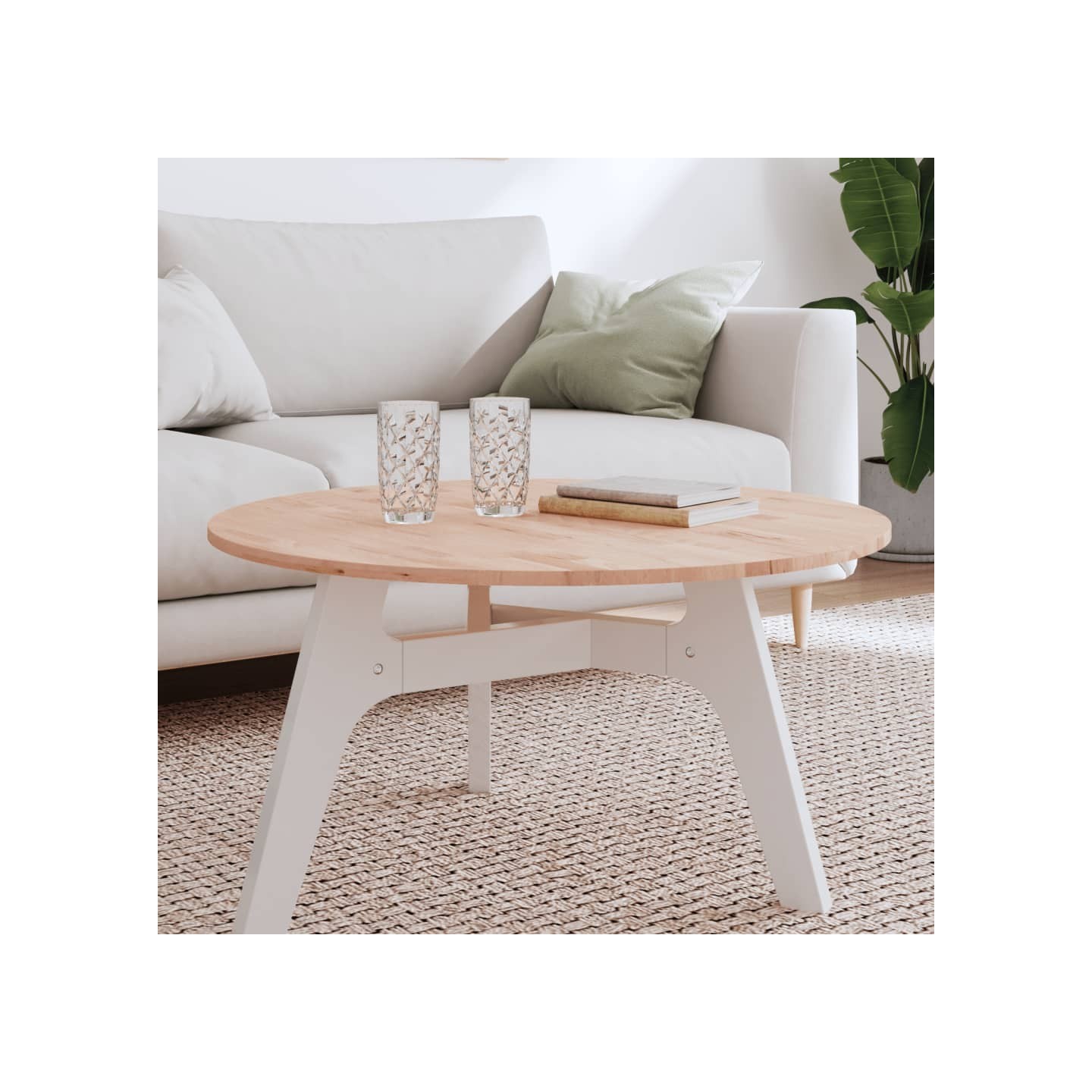 Dessus de table Ø80x1,5 cm rond bois massif de hêtre