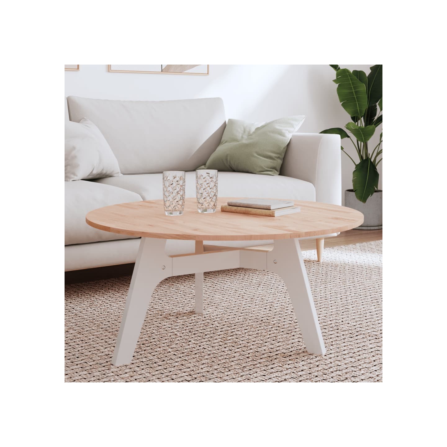 Dessus de table Ø90x1,5 cm rond bois massif de hêtre