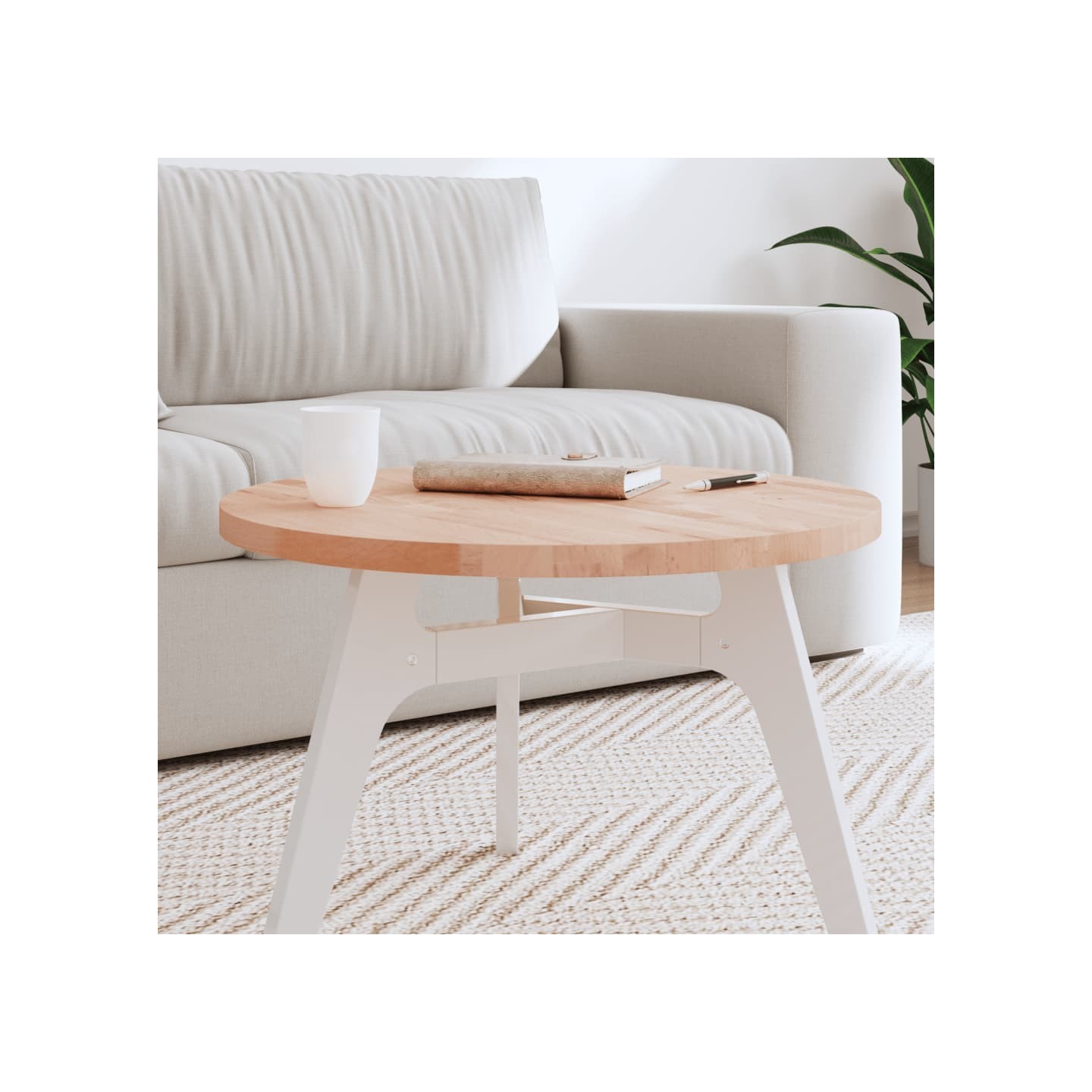 Dessus de table Ø60x2,5 cm rond bois massif de hêtre