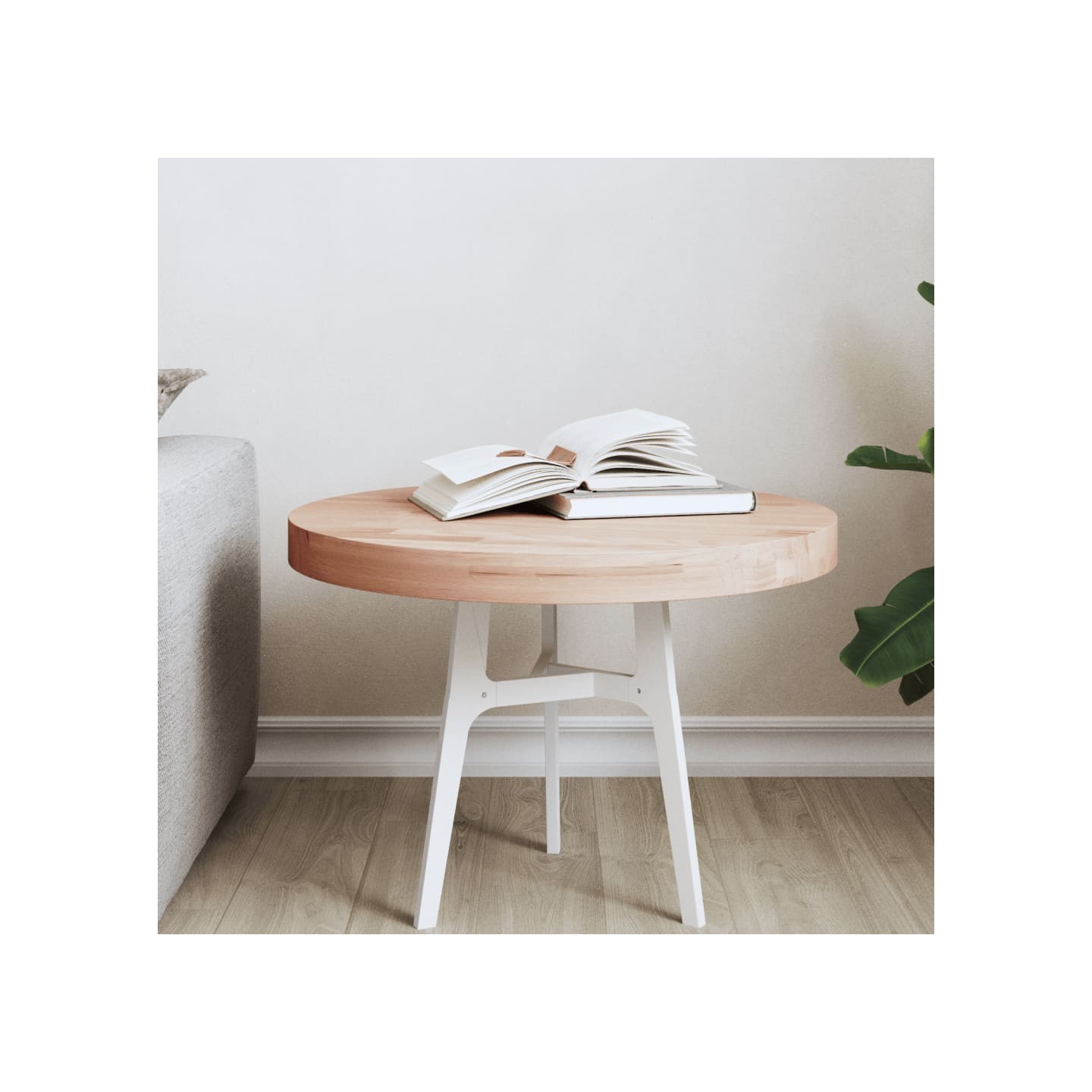 Dessus de table Ø50x4 cm rond bois massif de hêtre