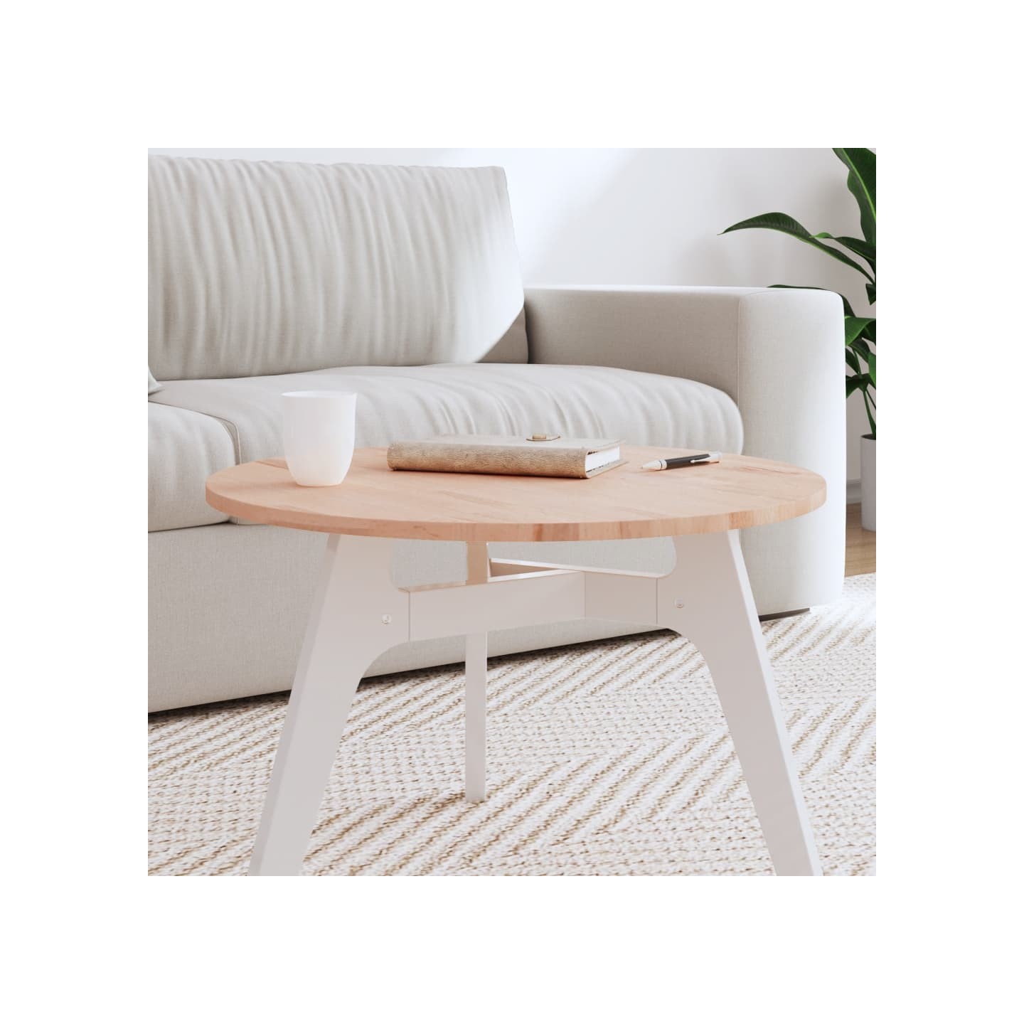 Dessus de table Ø60x1,5 cm rond bois massif de hêtre