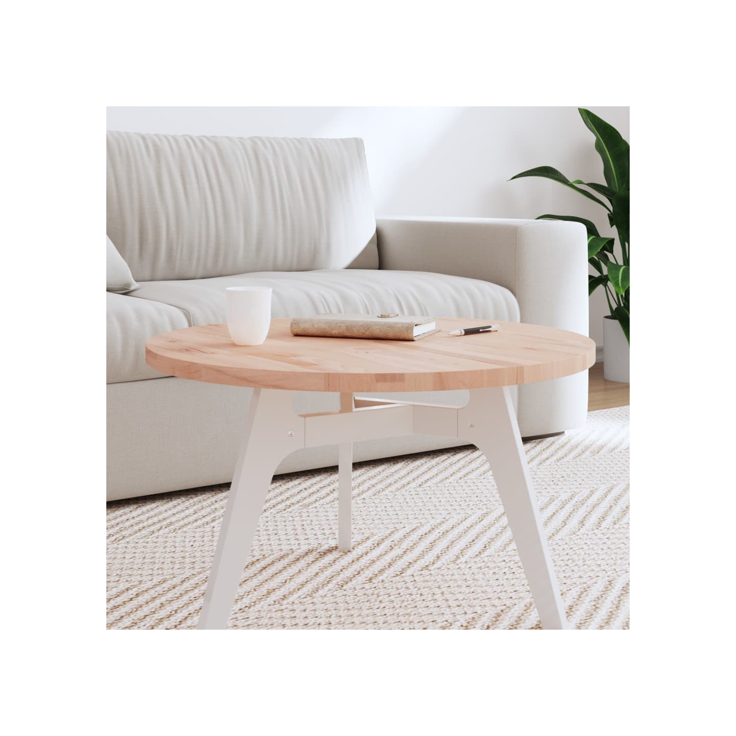 Dessus de table Ø70x2,5 cm rond bois massif de hêtre