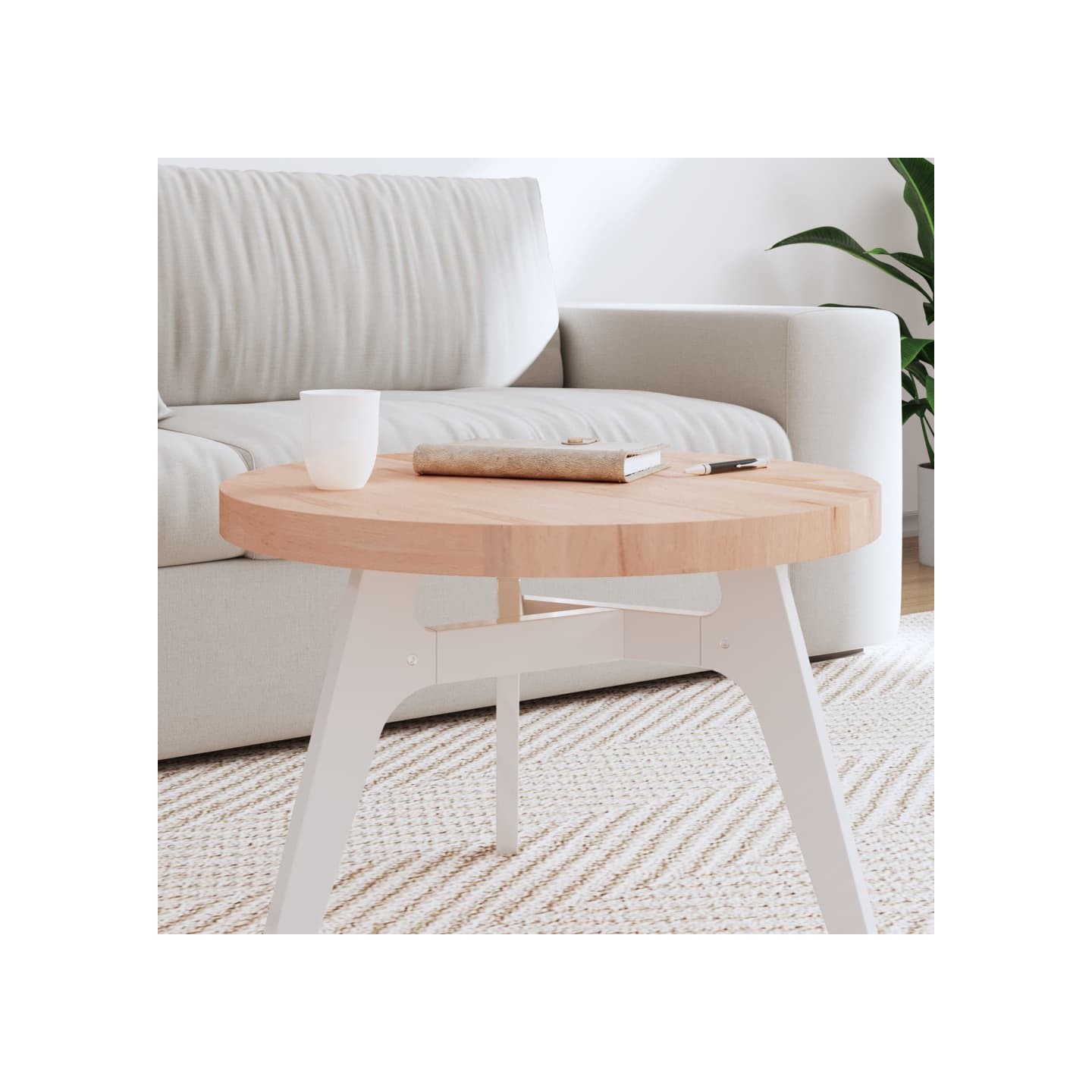 Dessus de table Ø60x4 cm rond bois massif de hêtre