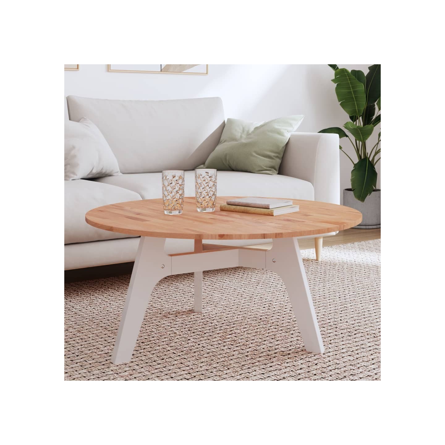 Dessus de table Ø90x1,5 cm rond bois massif de hêtre
