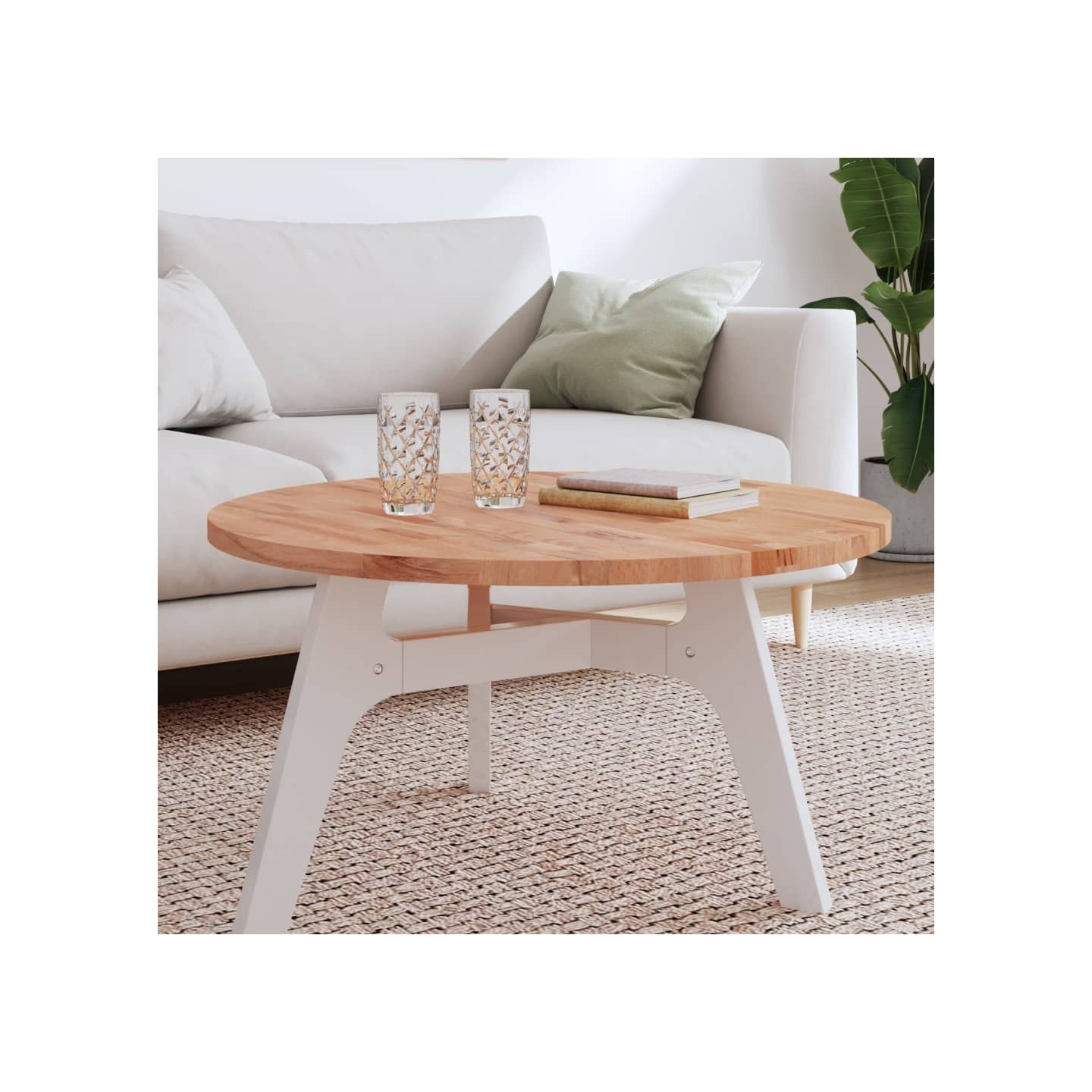 Dessus de table Ø80x2,5 cm rond bois massif de hêtre