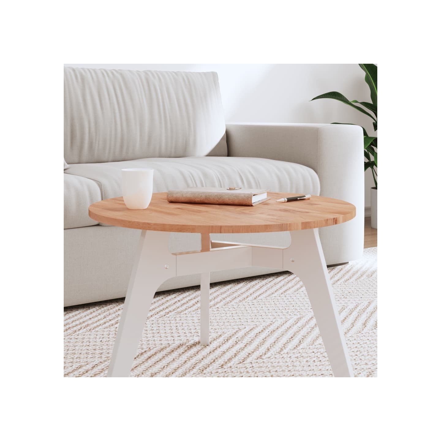 Dessus de table Ø60x1,5 cm rond bois massif de hêtre