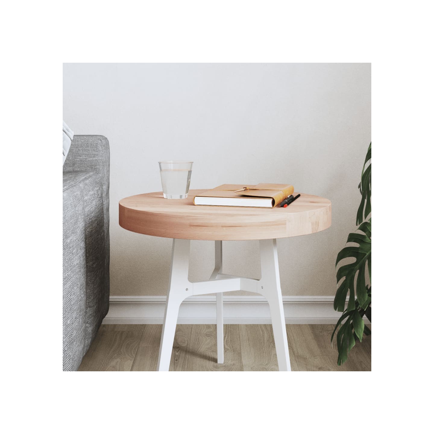 Dessus de table Ø40x4 cm rond bois massif de hêtre