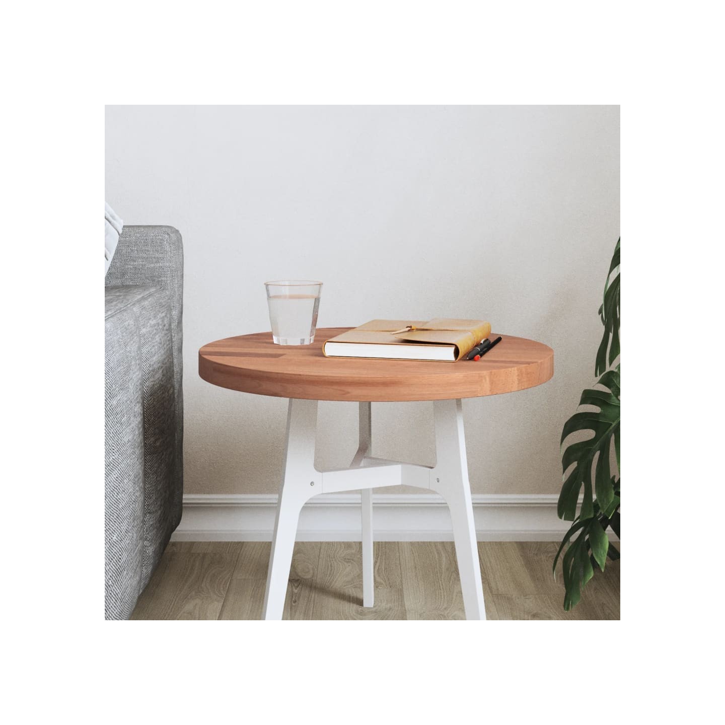 Dessus de table Ø40x2,5 cm rond bois massif de hêtre