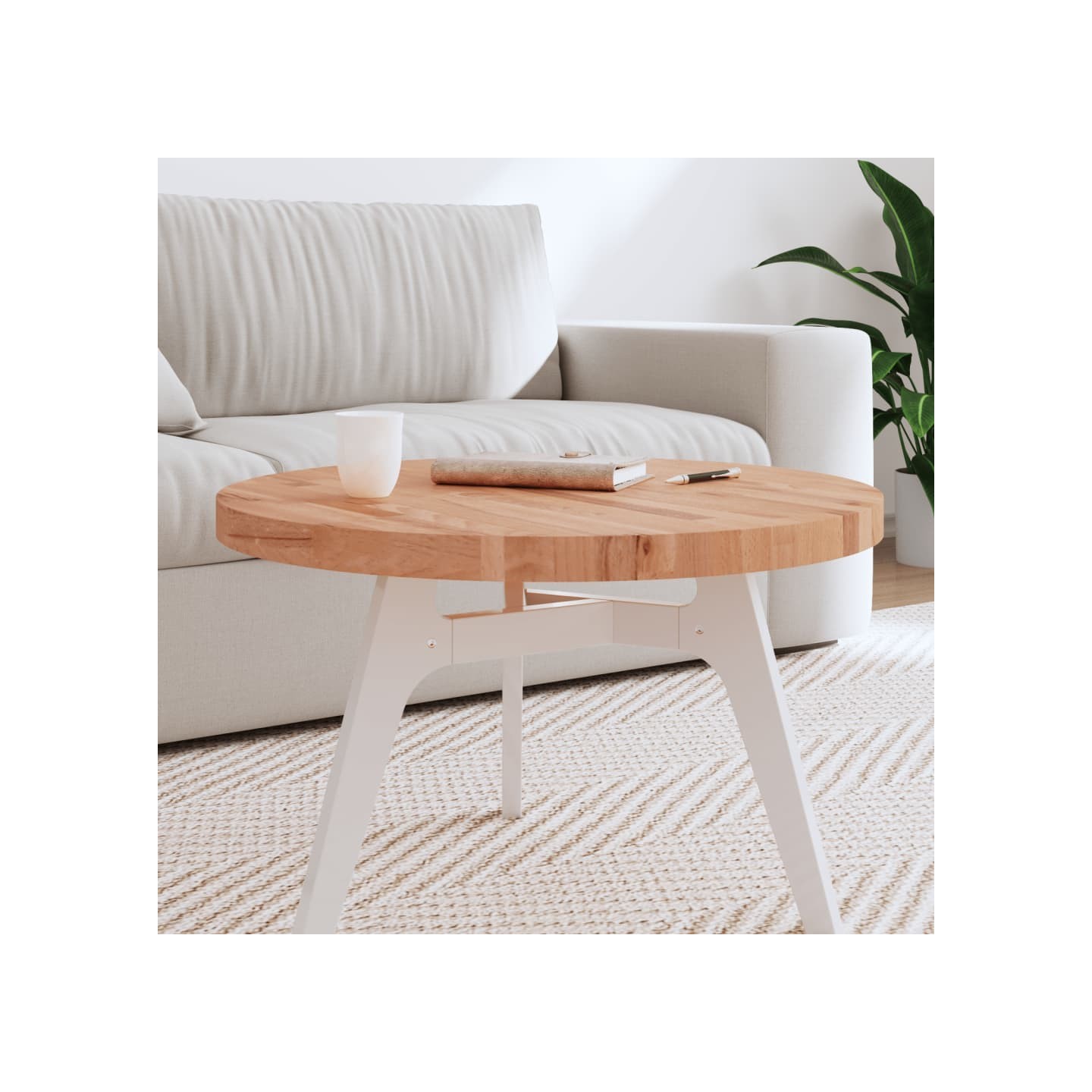 Dessus de table Ø70x4 cm rond bois massif de hêtre