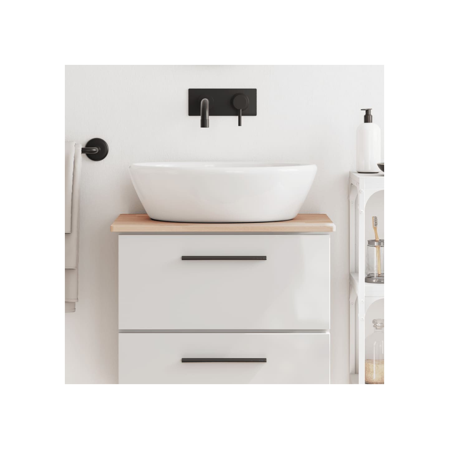 Comptoir de salle de bain 60x40x1,5 cm bois massif de hêtre