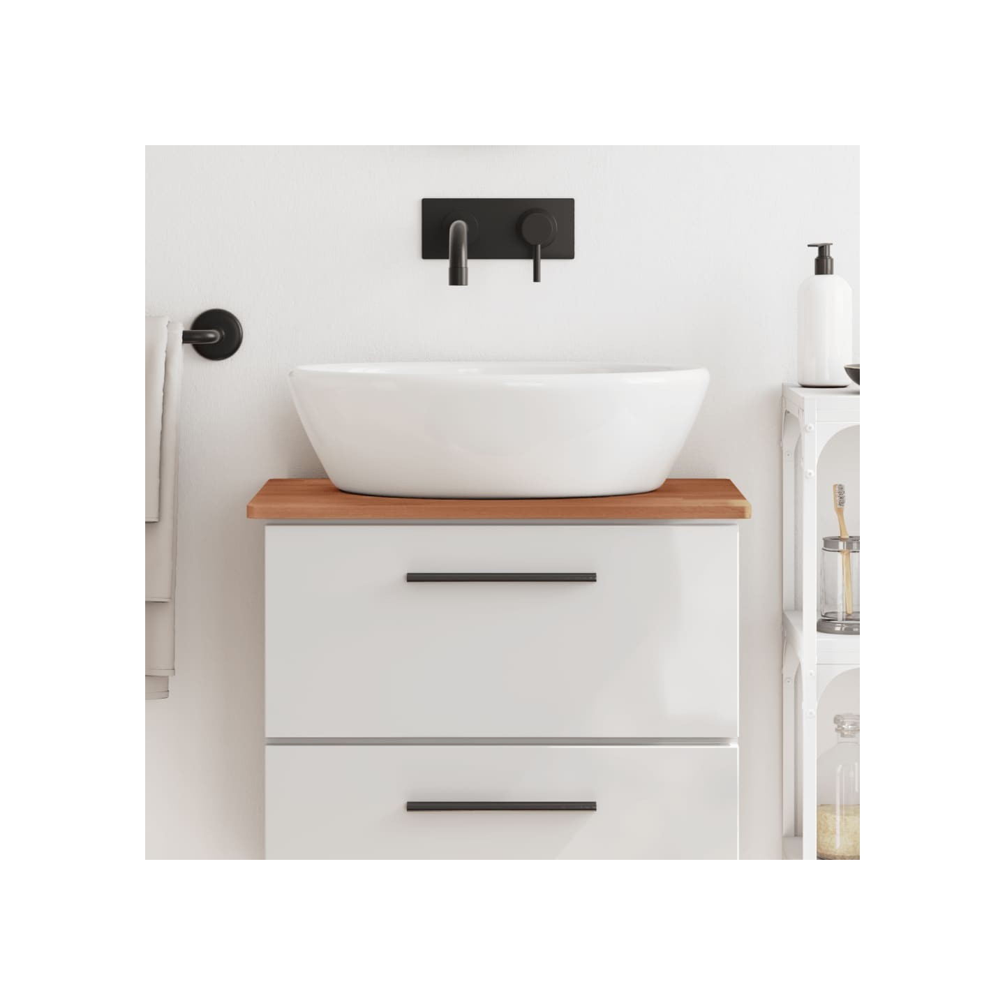 Comptoir de salle de bain 60x40x1,5 cm bois massif de hêtre