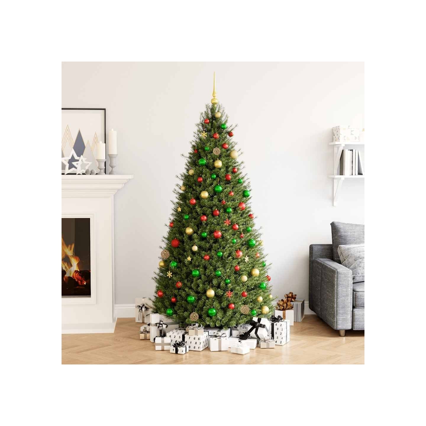 Ensemble de boules de Noël 112 pcs rouge vert doré polystyrène