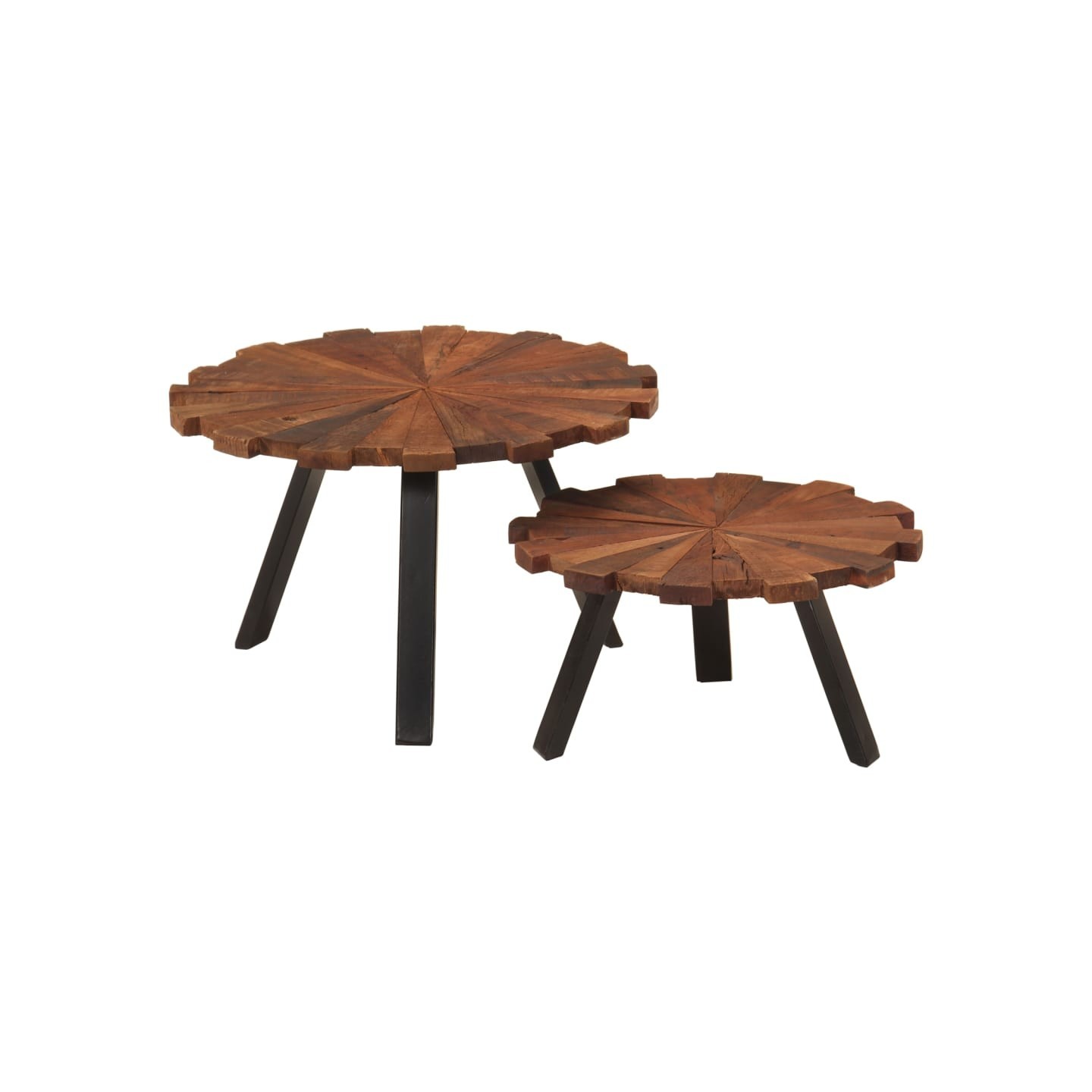 Tables basses 2 pcs bois massif récupéré et fer