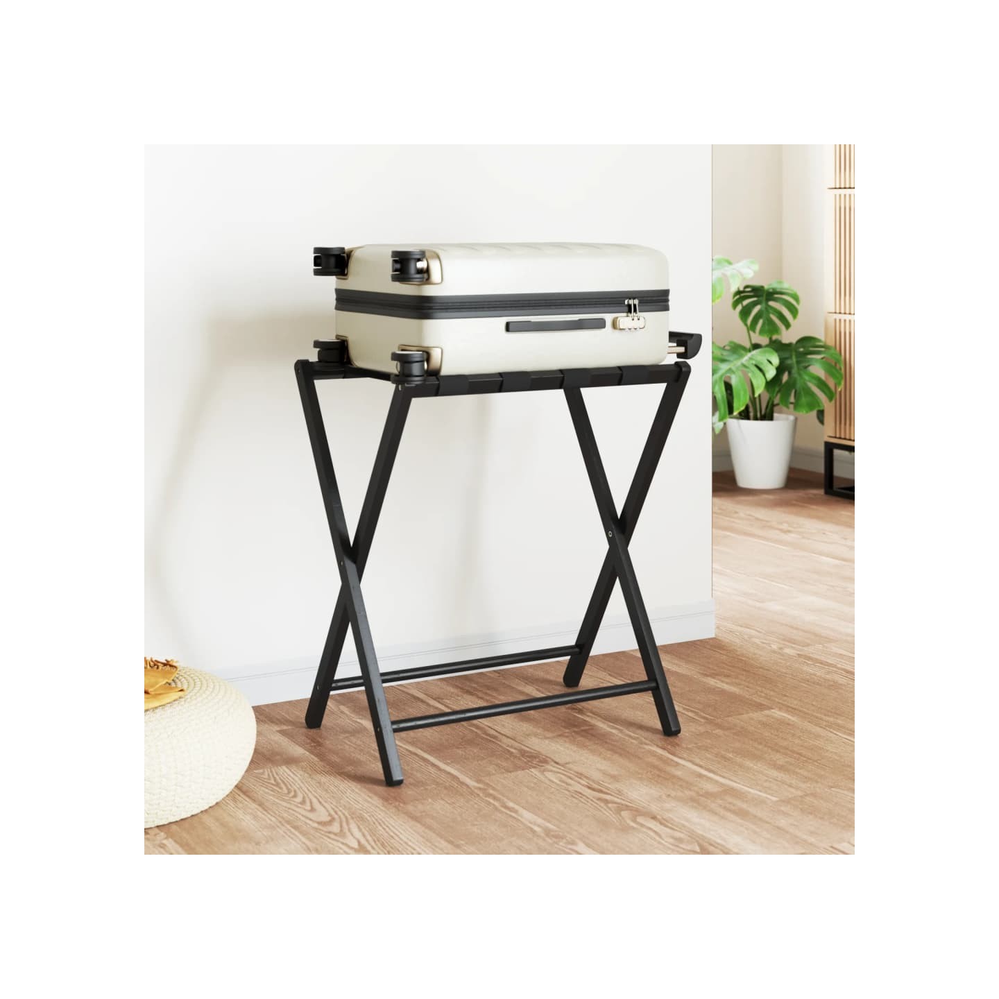 Porte-bagages noir 68,5x38x58 cm bambou