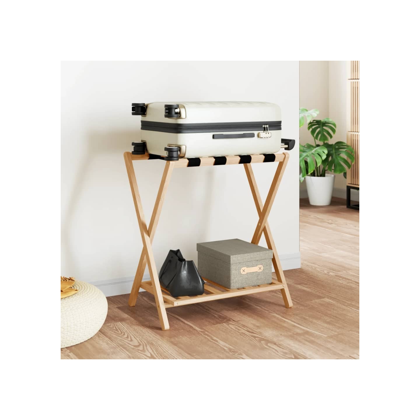 Porte-bagages 68x38x58 cm bambou