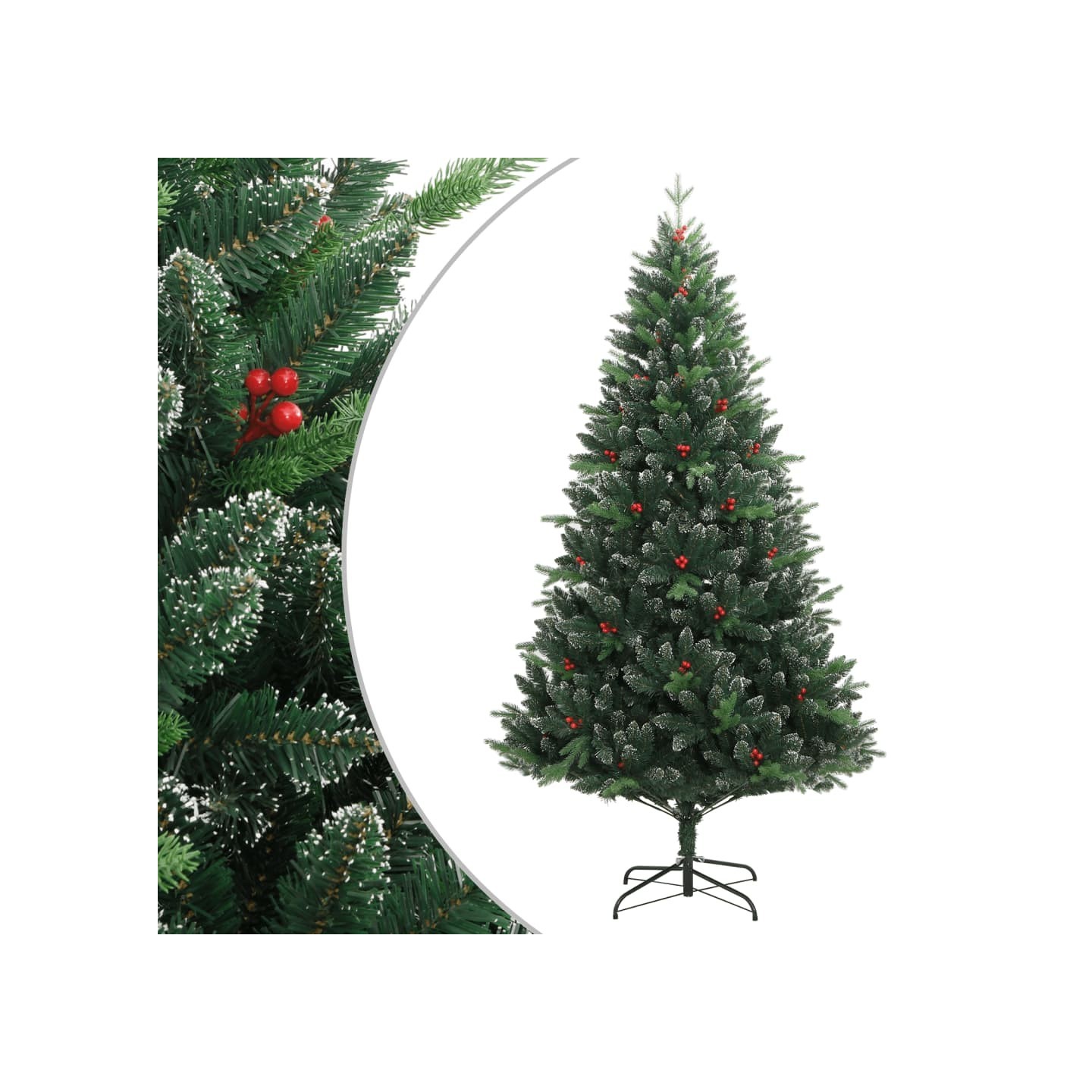 Sapin de Noël artificiel à charnières avec baies rouges 180 cm