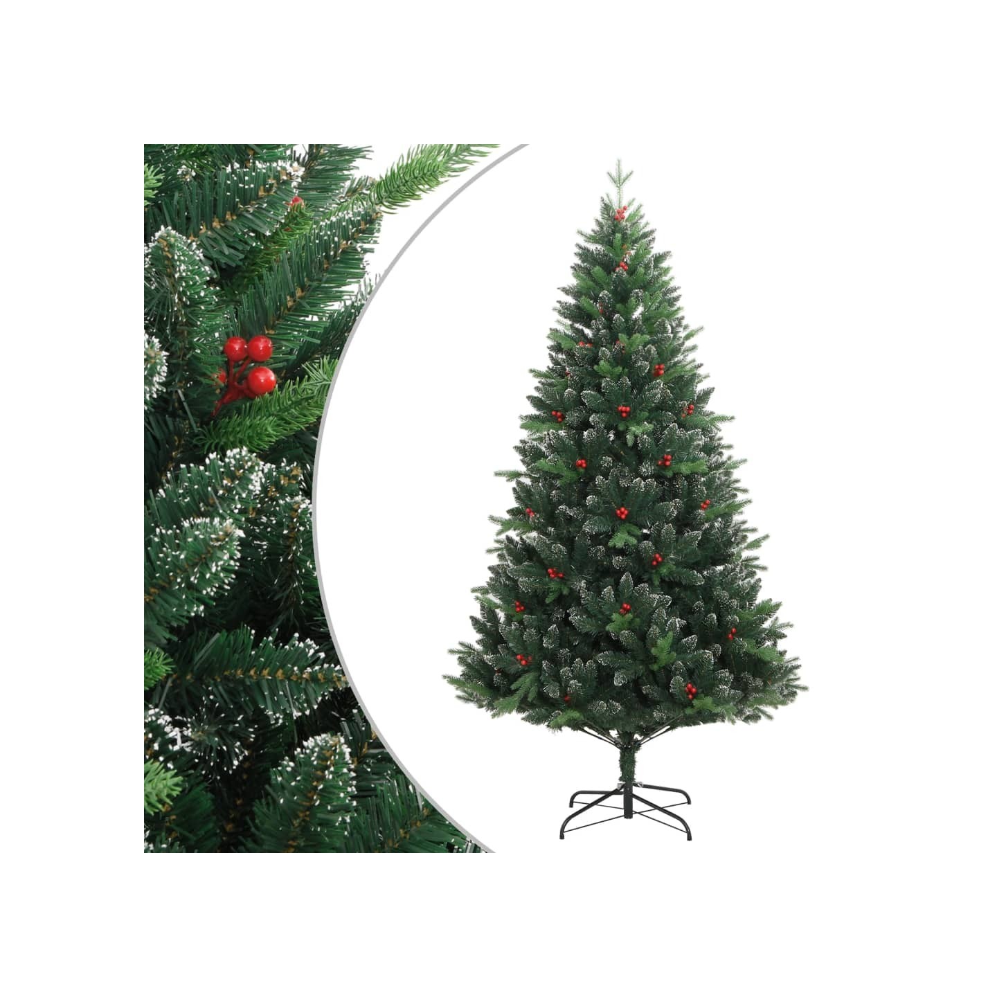 Sapin de Noël artificiel à charnières avec baies rouges 210 cm