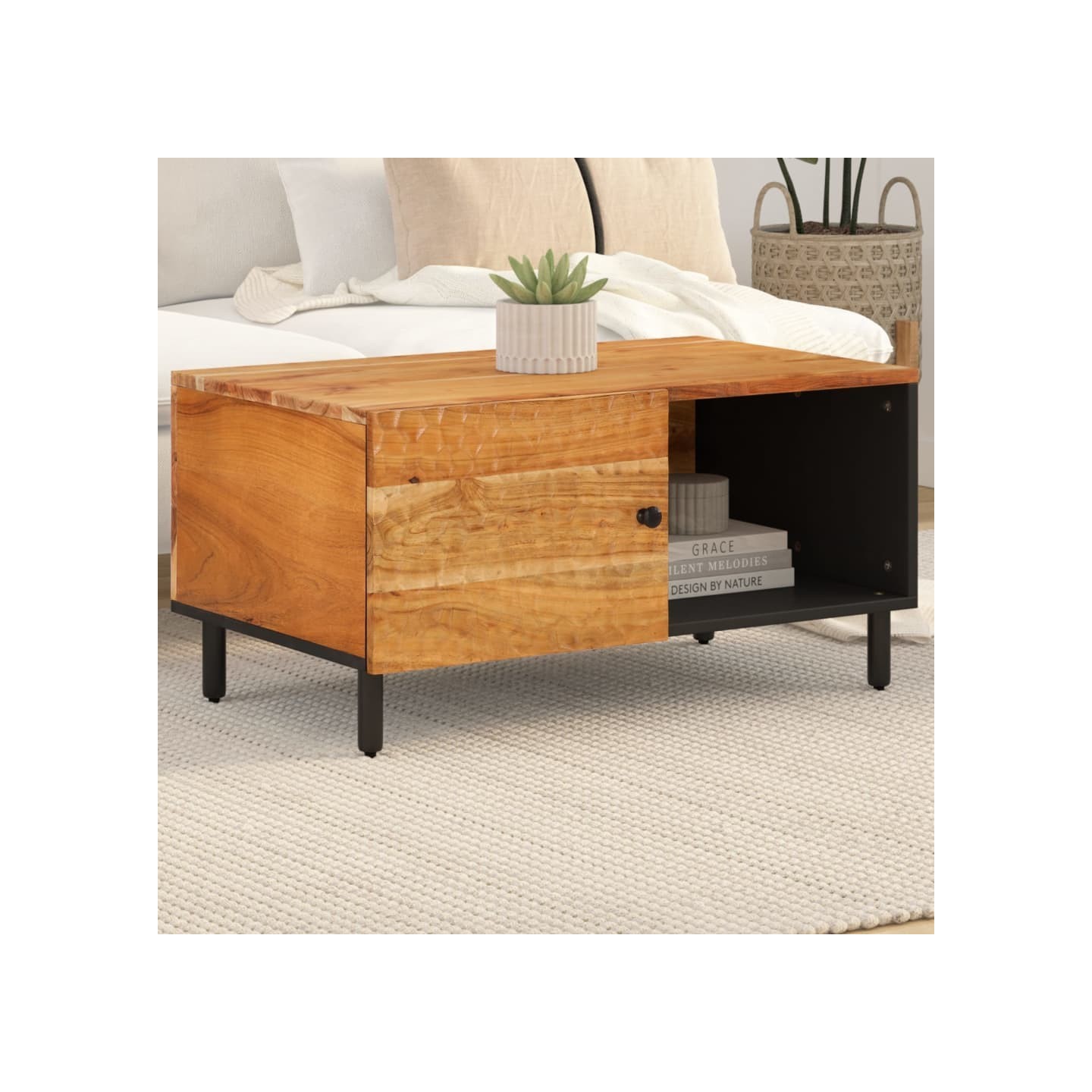 Table basse 80x50x40 cm bois massif d'acacia