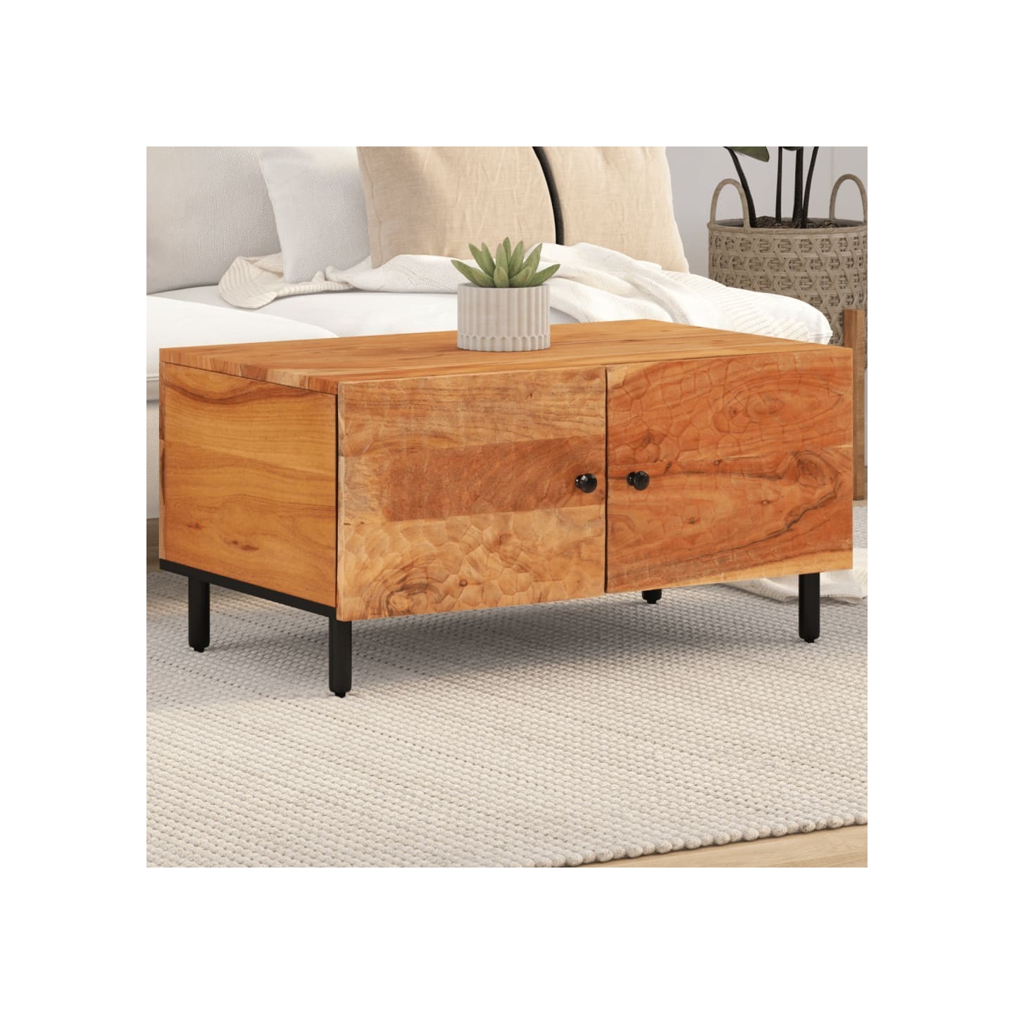 Table basse 80x50x40 cm bois massif d'acacia