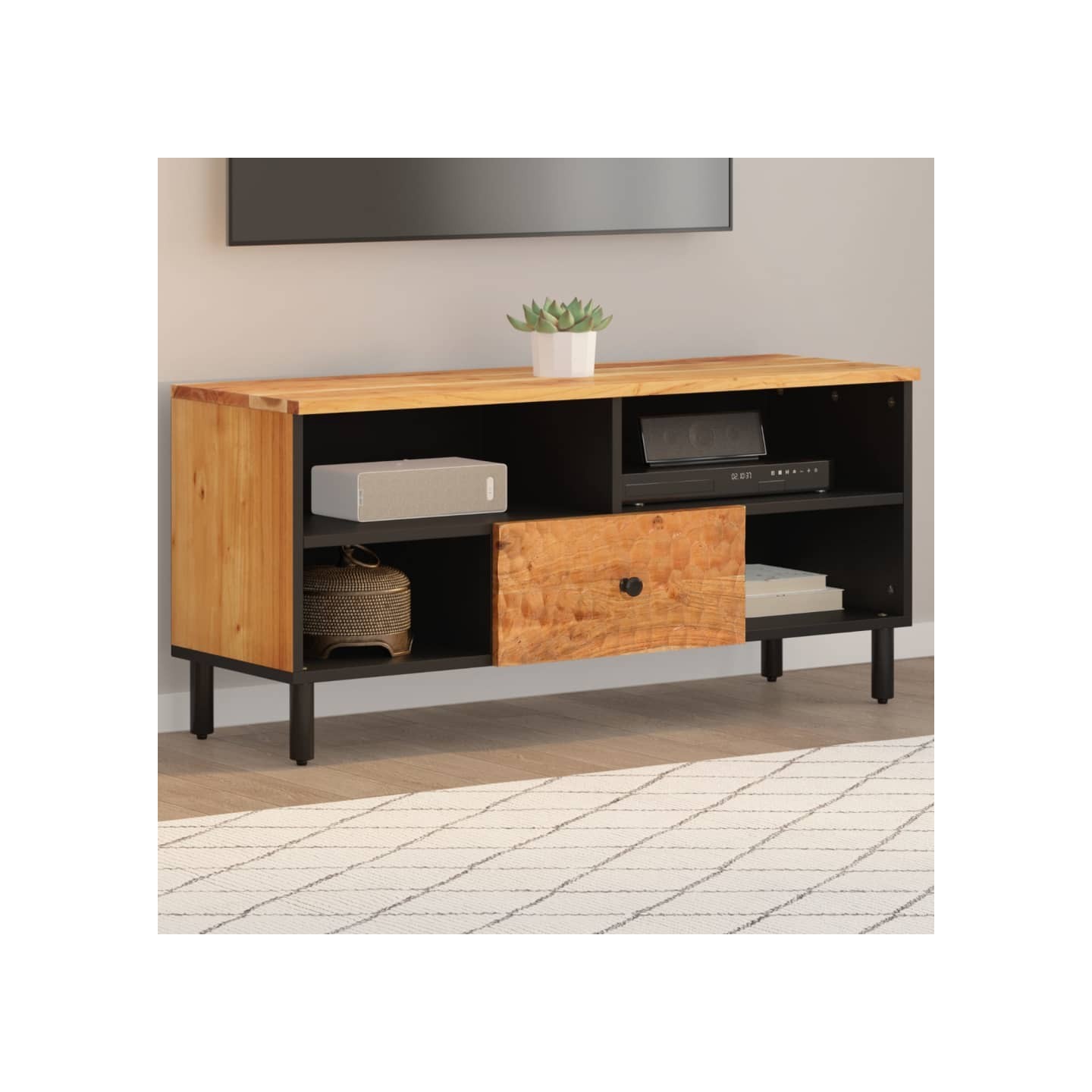 Meuble TV 100x33x46 cm bois d'acacia solide