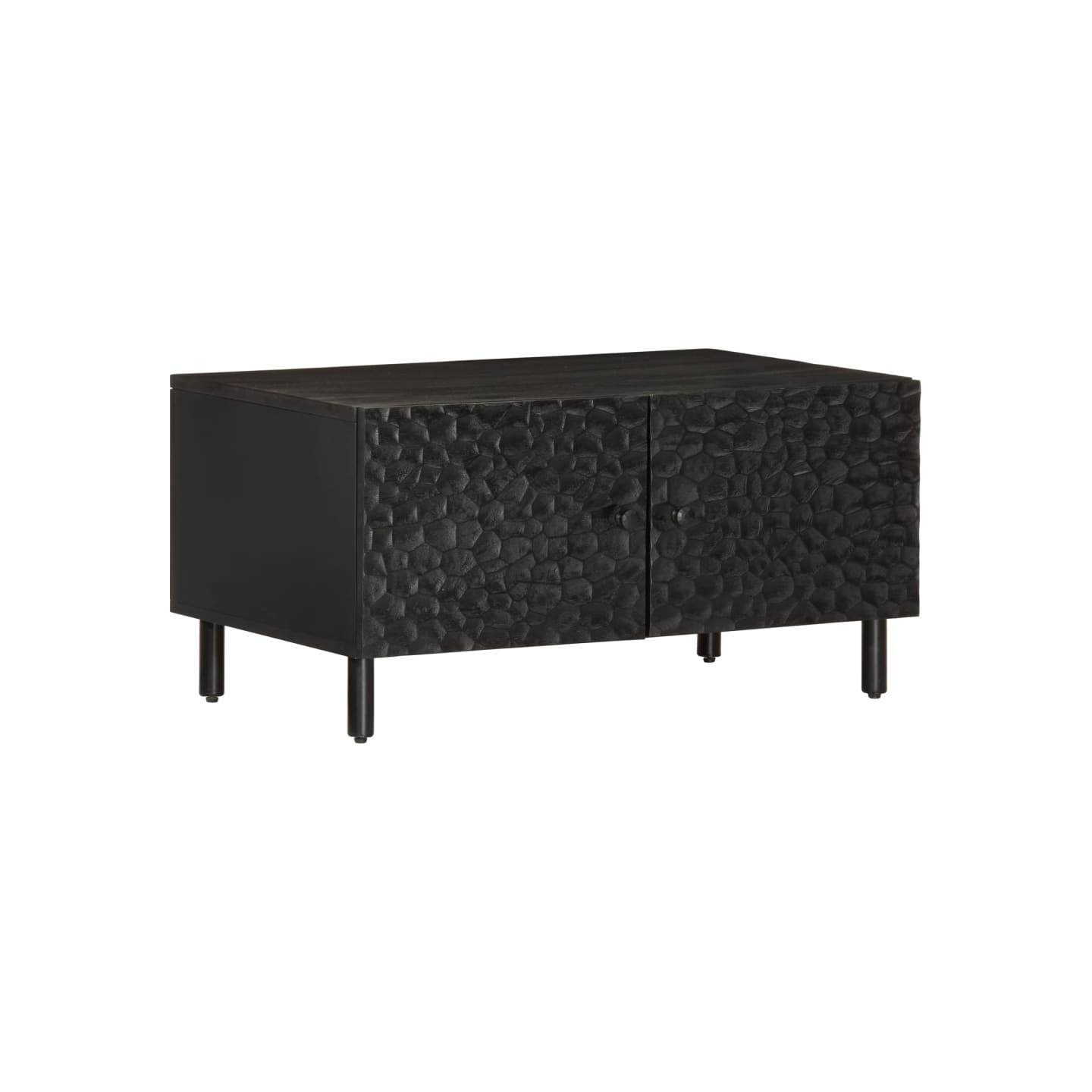 Table basse noir 80x50x40 cm bois massif de manguier