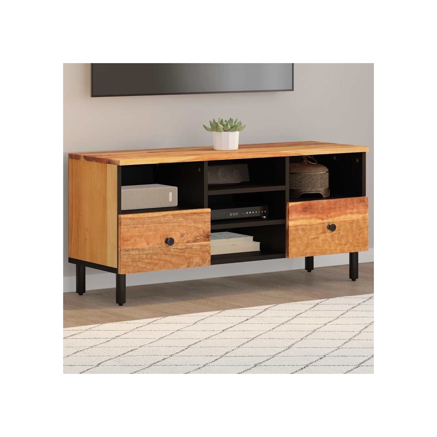 Meuble TV 100x33x46 cm bois d'acacia solide