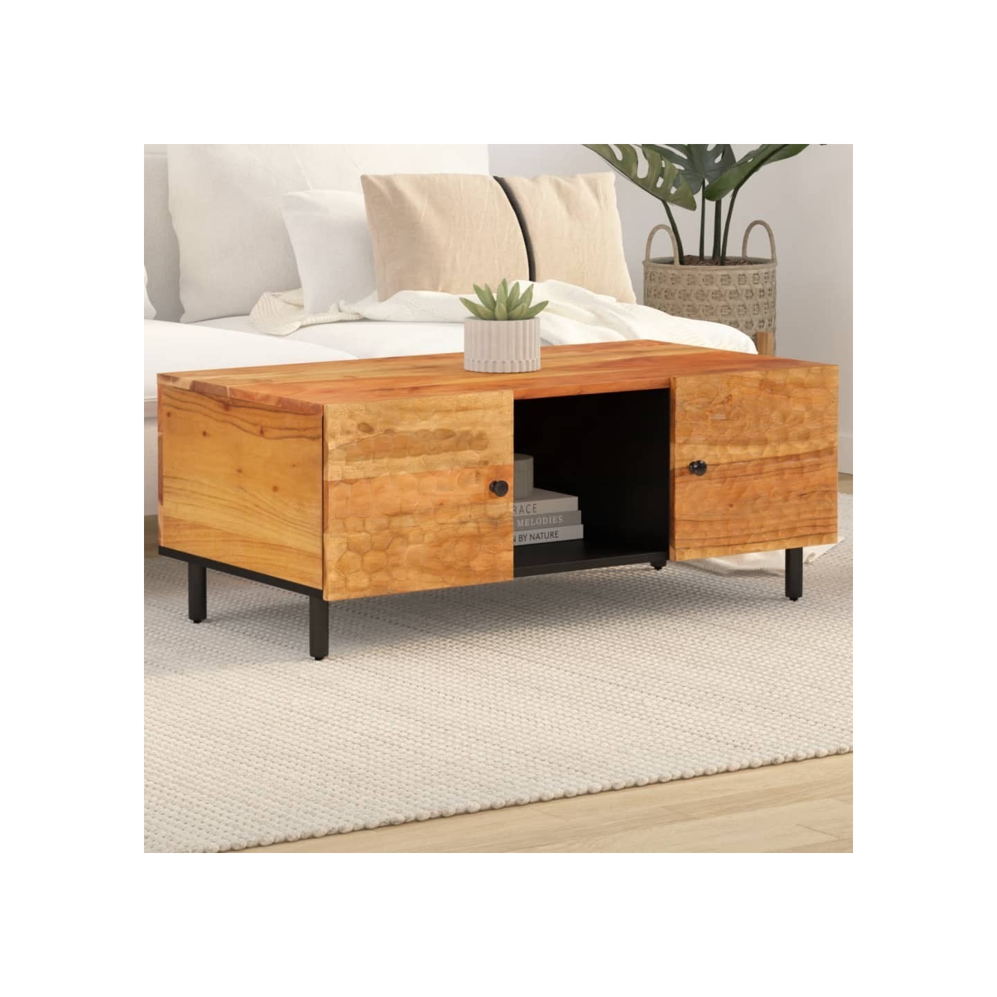Table basse 100x54x40 cm bois massif d'acacia