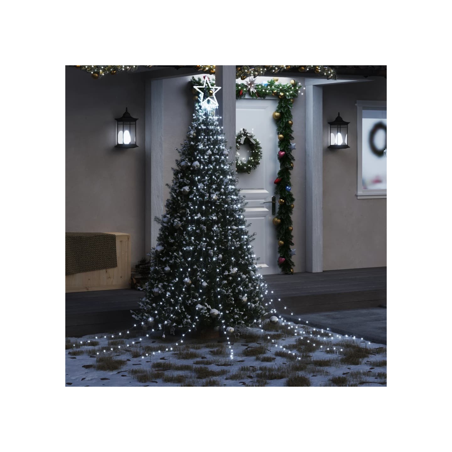 Guirlande de sapin de Noël 320 LED blanc froid 375 cm