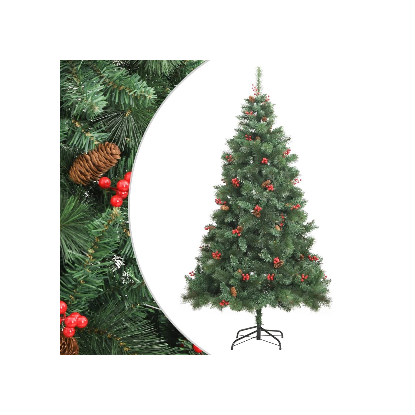 Sapin de Noël artificiel avec pommes de pin et baies 180 cm