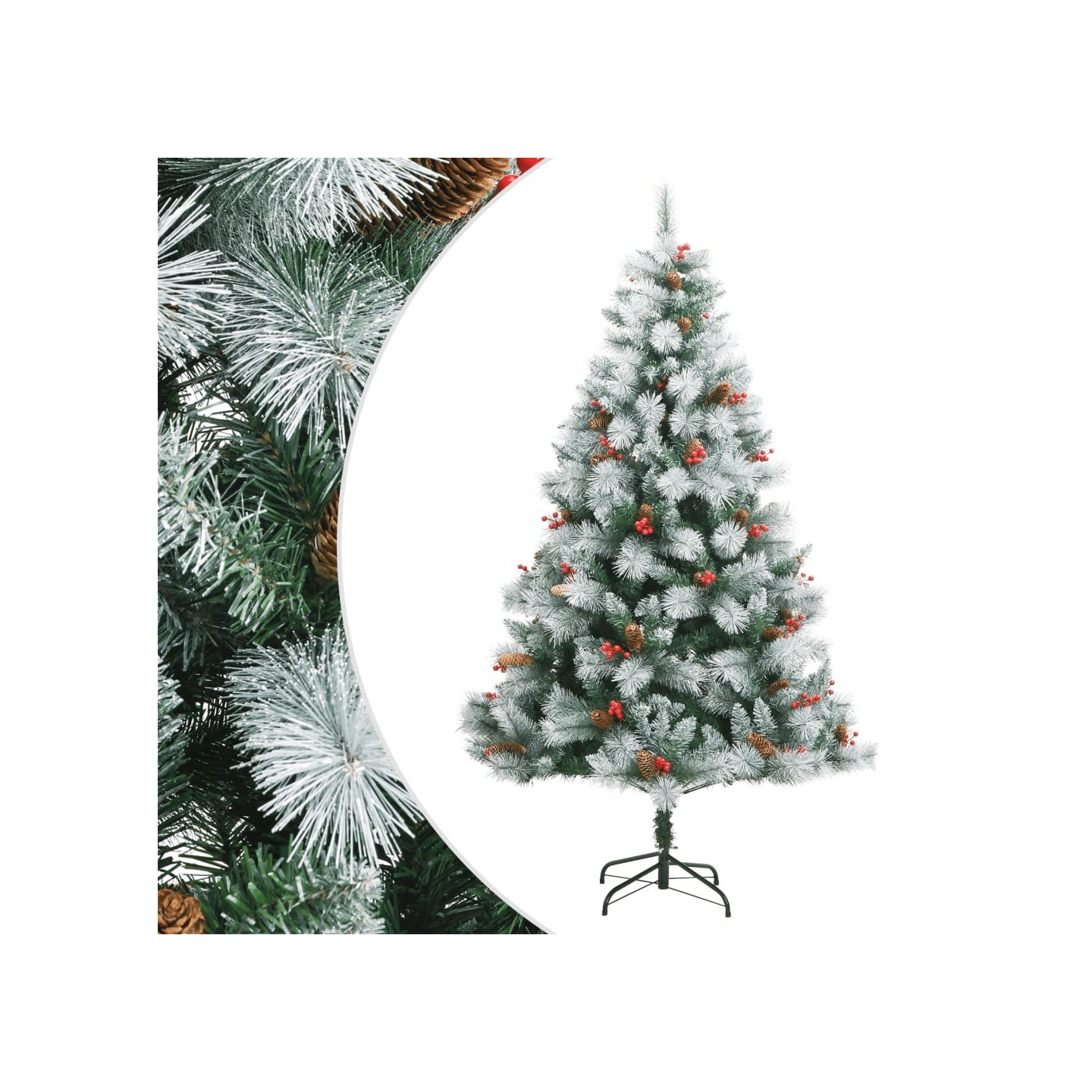 Sapin de Noël artificiel avec pommes de pin et baies 180 cm