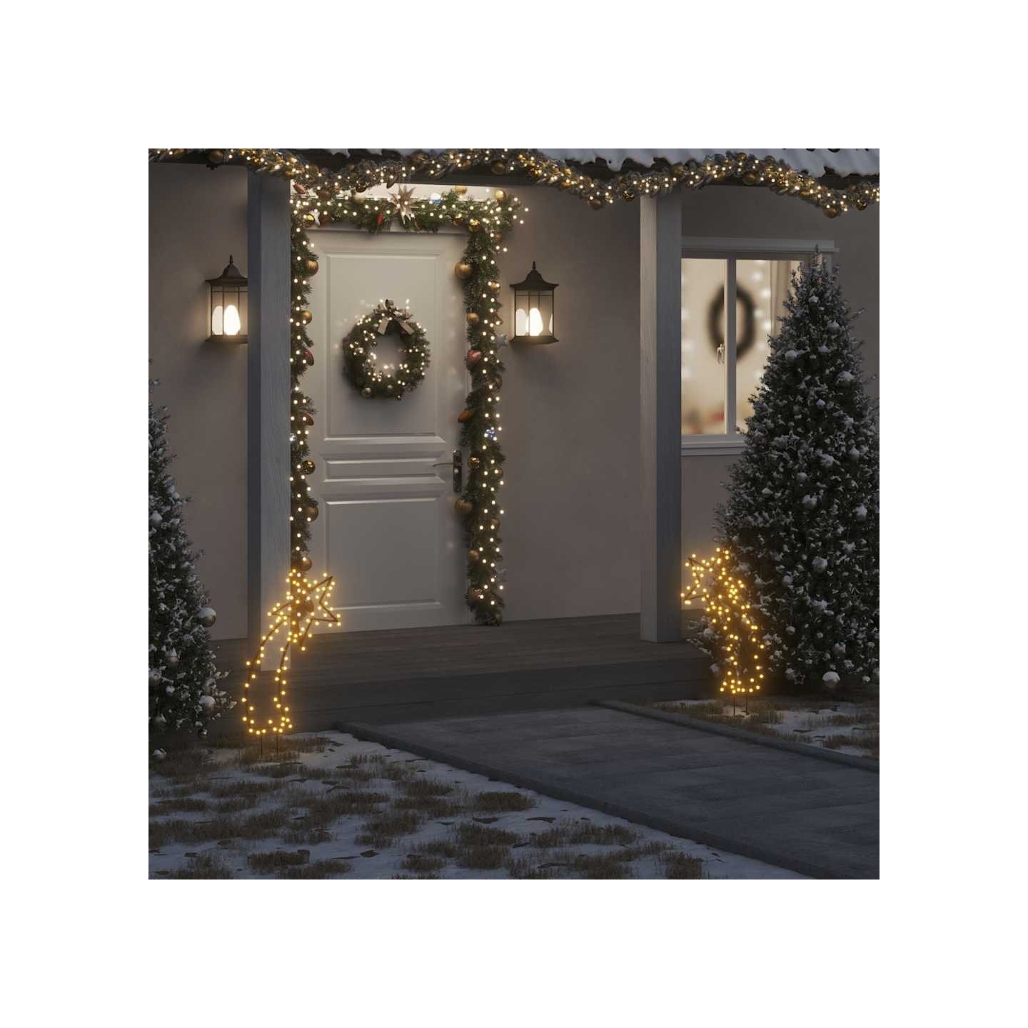 Décoration lumineuse météore de Noël avec piquets 80 LED 62 cm