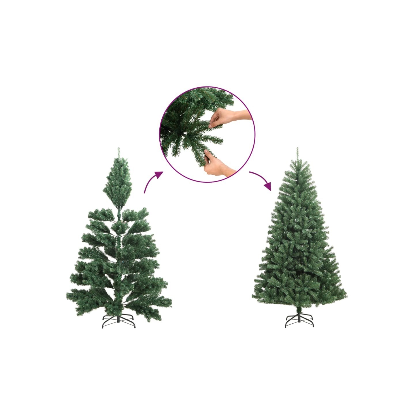 Sapin de Noël artificiel à charnières avec support blanc 210 cm