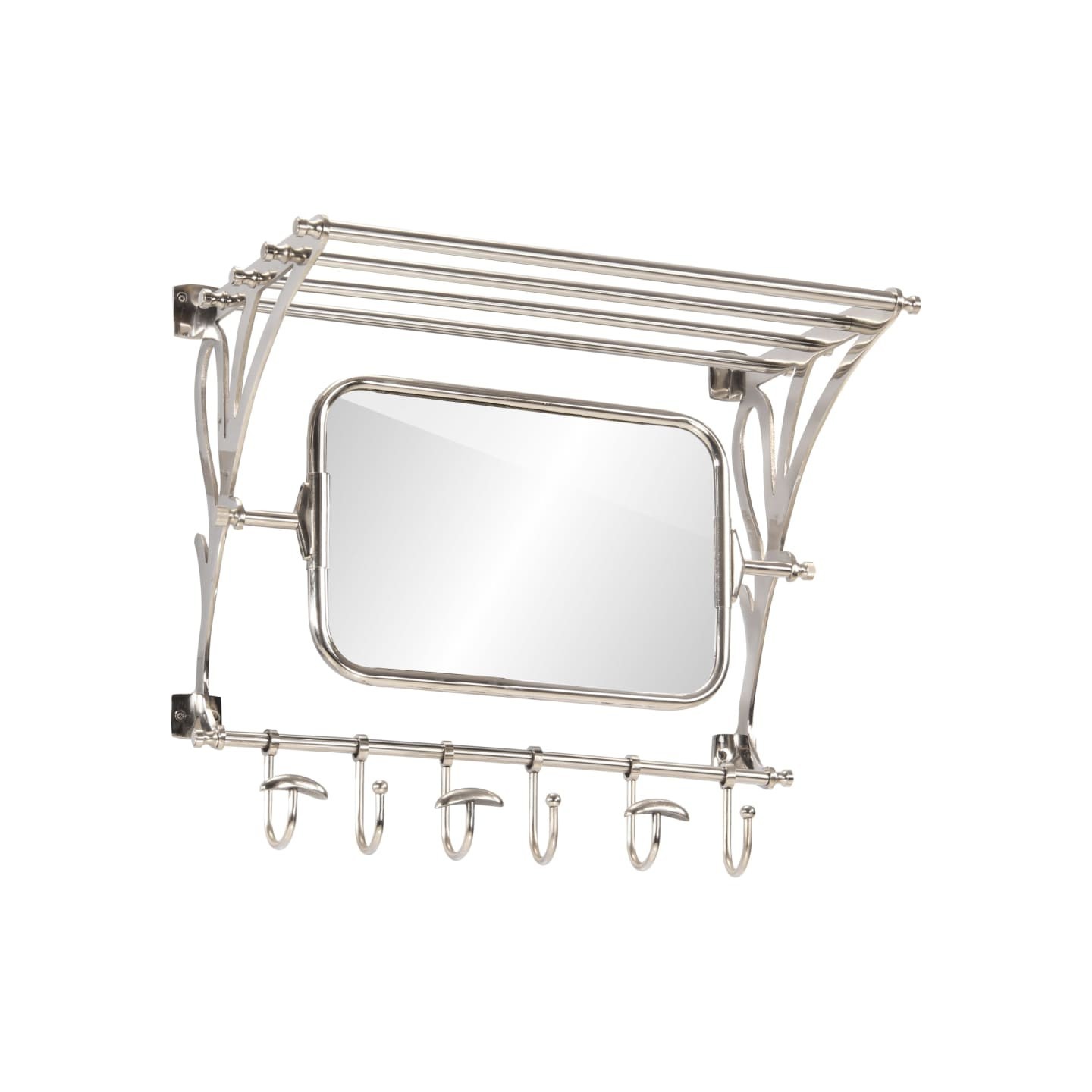 Porte-bagages avec cintres et miroir mural aluminium