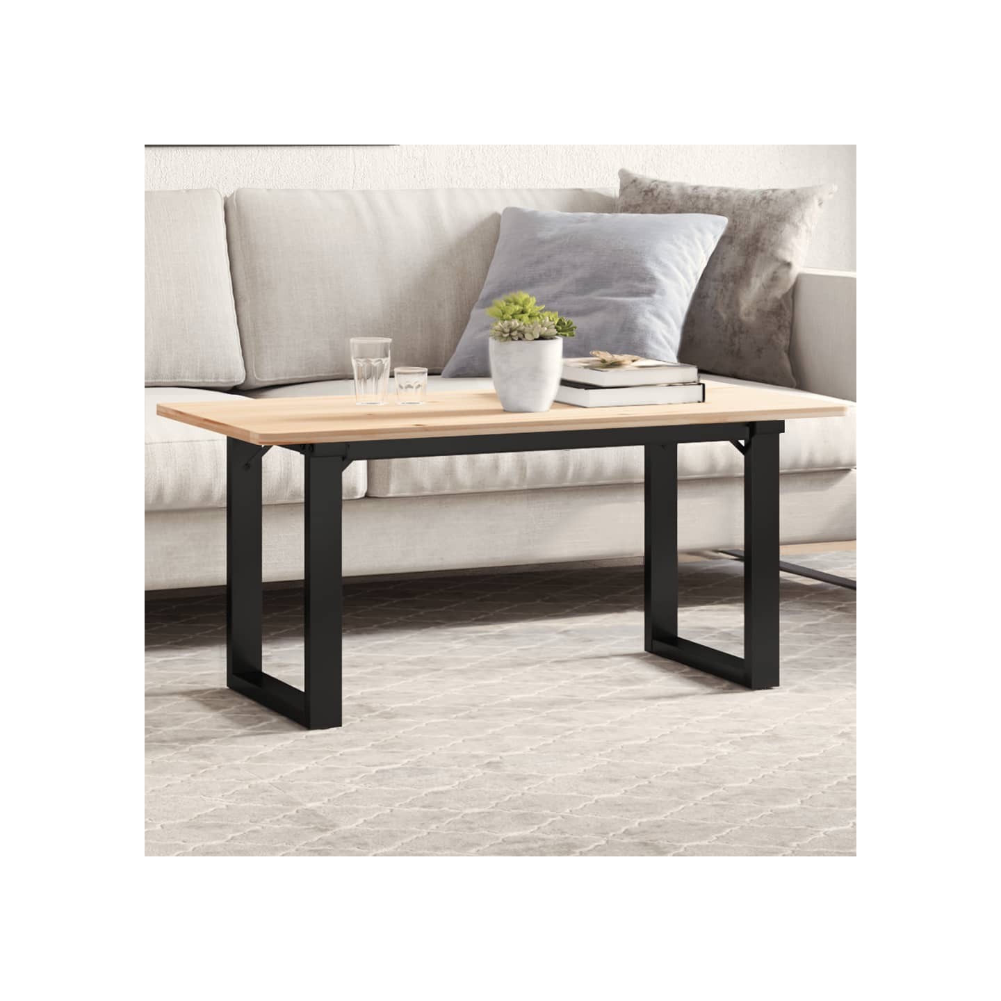 Pieds de table basse cadre en O 70x30x43 cm acier