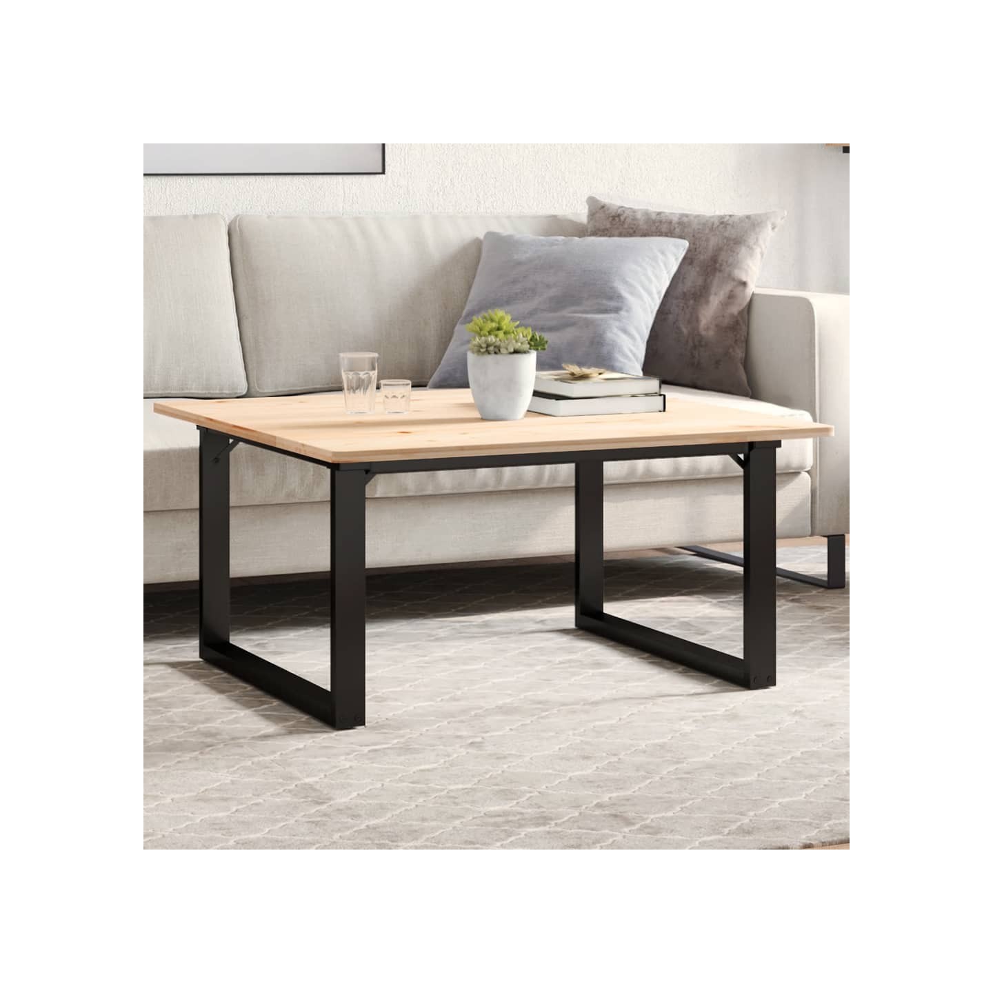 Pieds de table basse cadre en O 80x70x43 cm acier