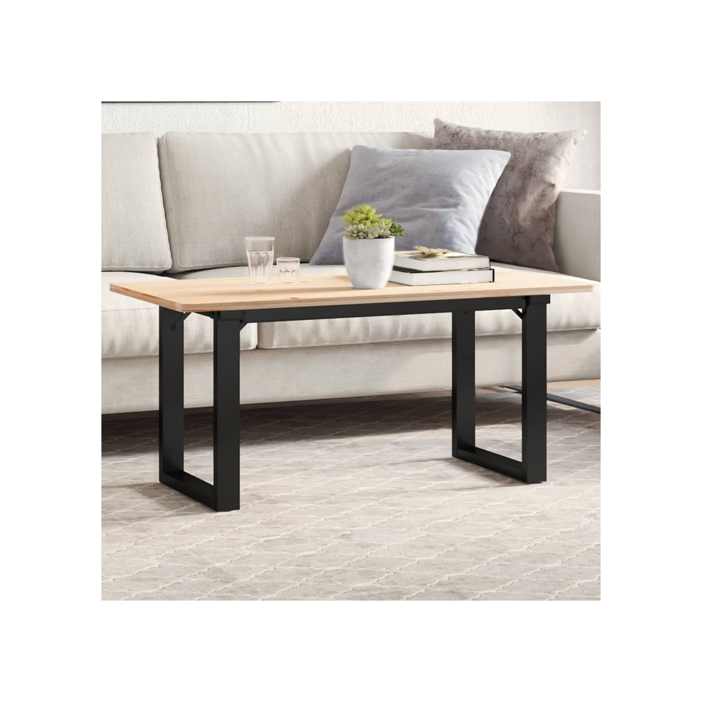 Pieds de table basse cadre en O 90x30x43 cm acier