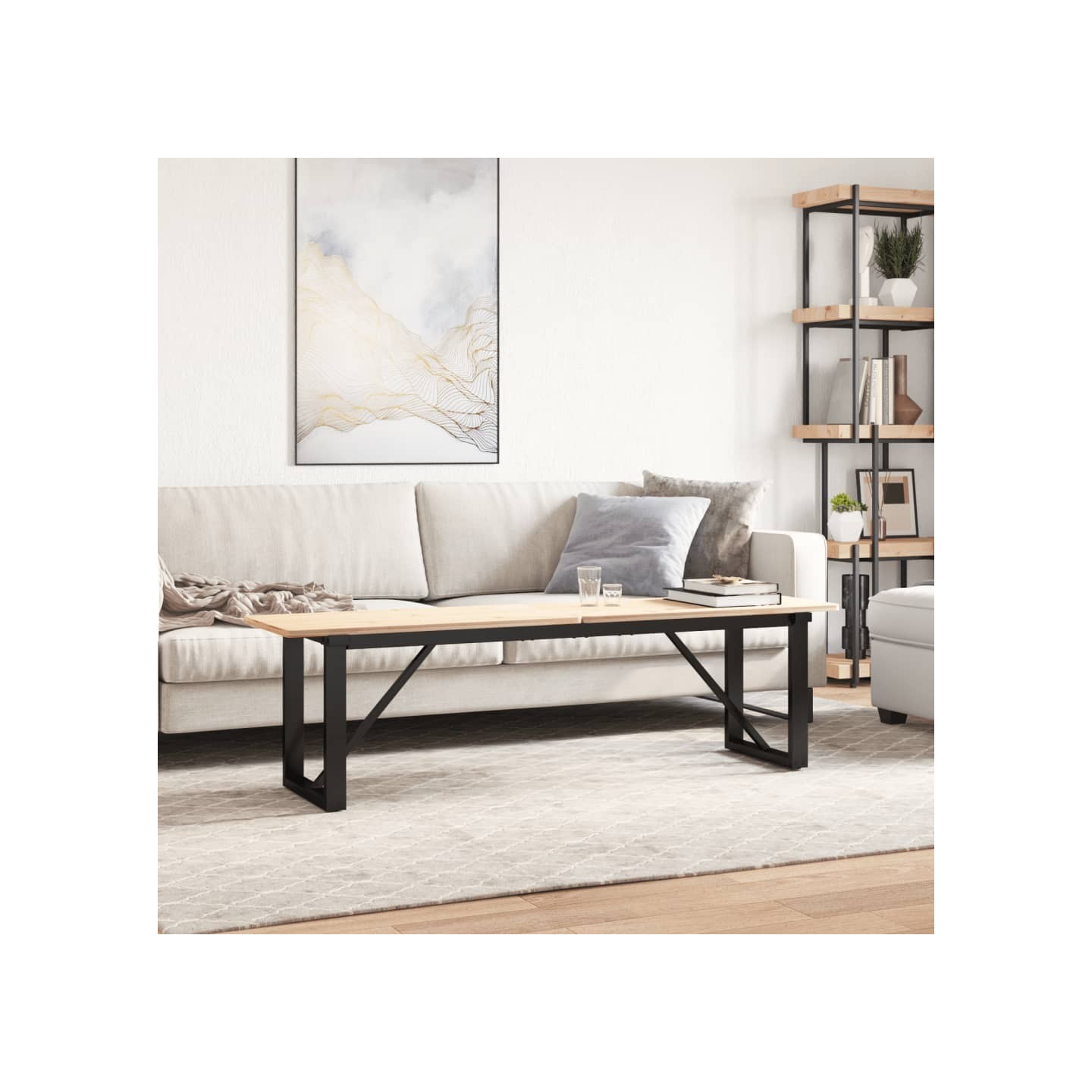Pieds de table basse cadre en O 140x30x43 cm acier