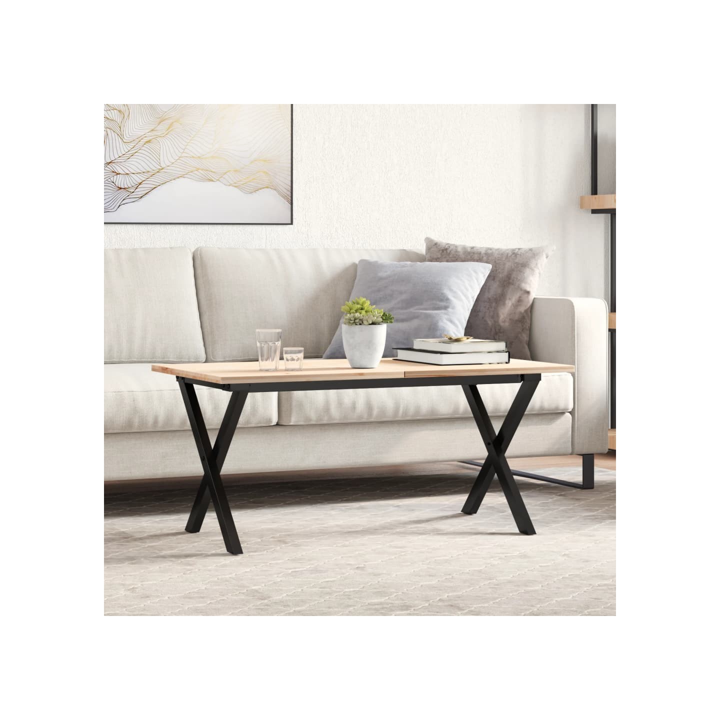 Pieds de table basse cadre en X 80x40x43 cm acier