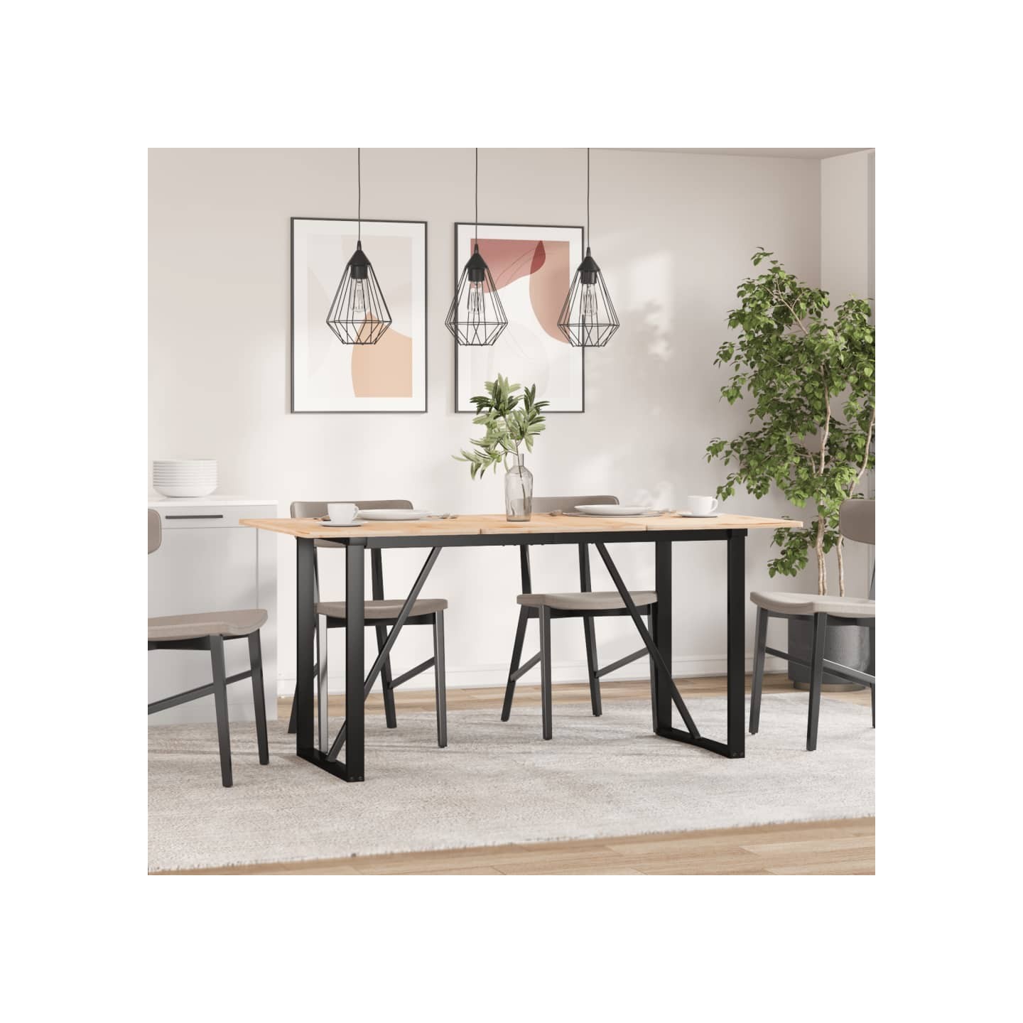 Pieds de table à manger cadre en O 120x60x73 cm acier