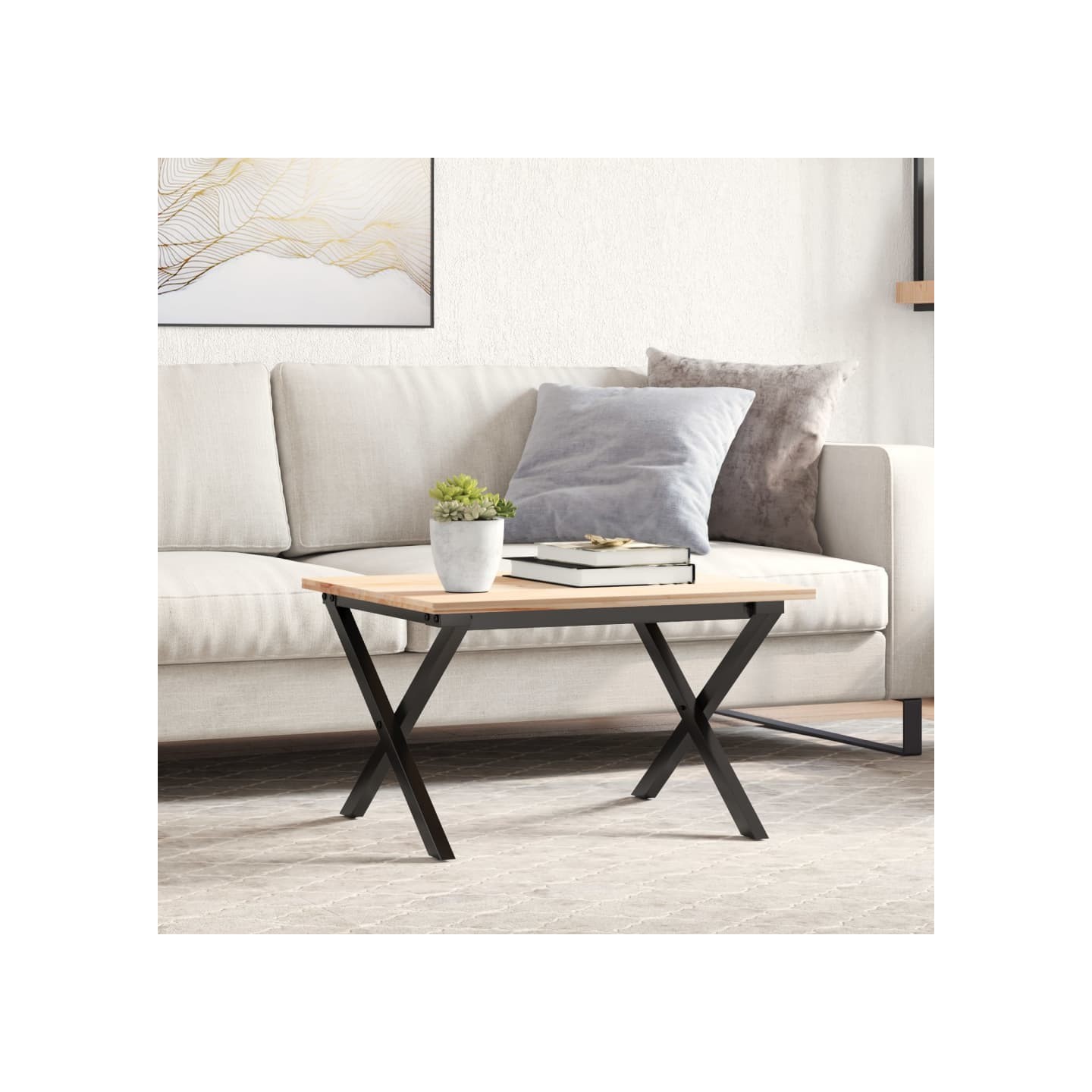 Pieds de table basse cadre en X 60x40x38 cm acier